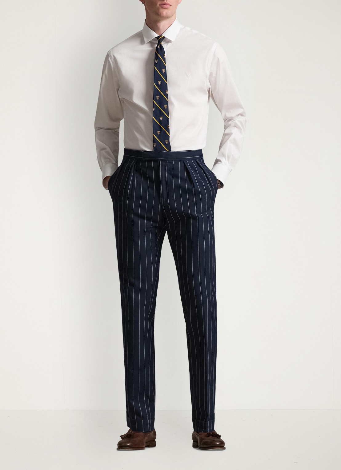 Ralph Lauren Slim fit overhemd met logoborduring - voorkant 4 white / wit