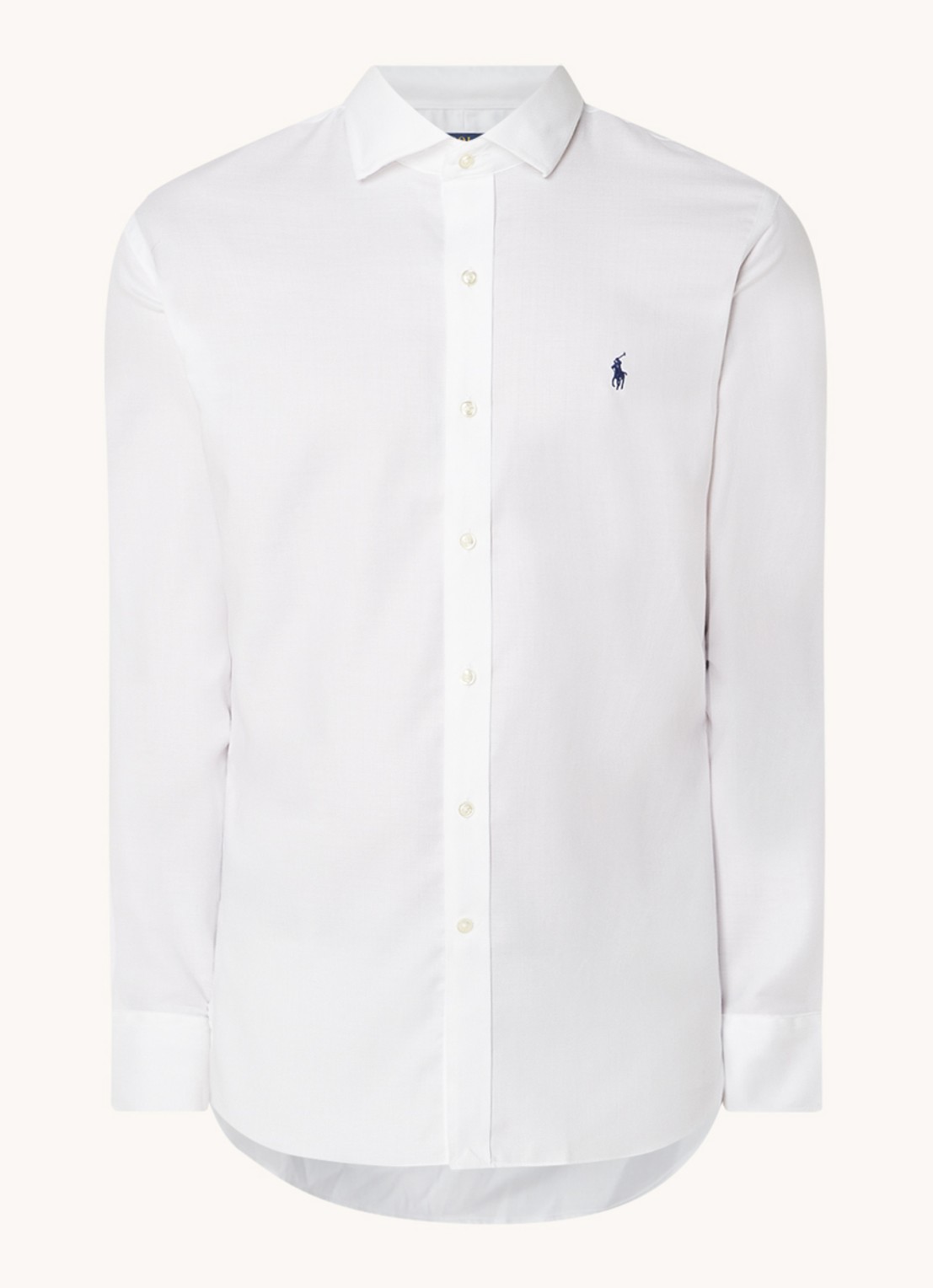 Ralph Lauren Slim fit overhemd met logoborduring - voorkant wit