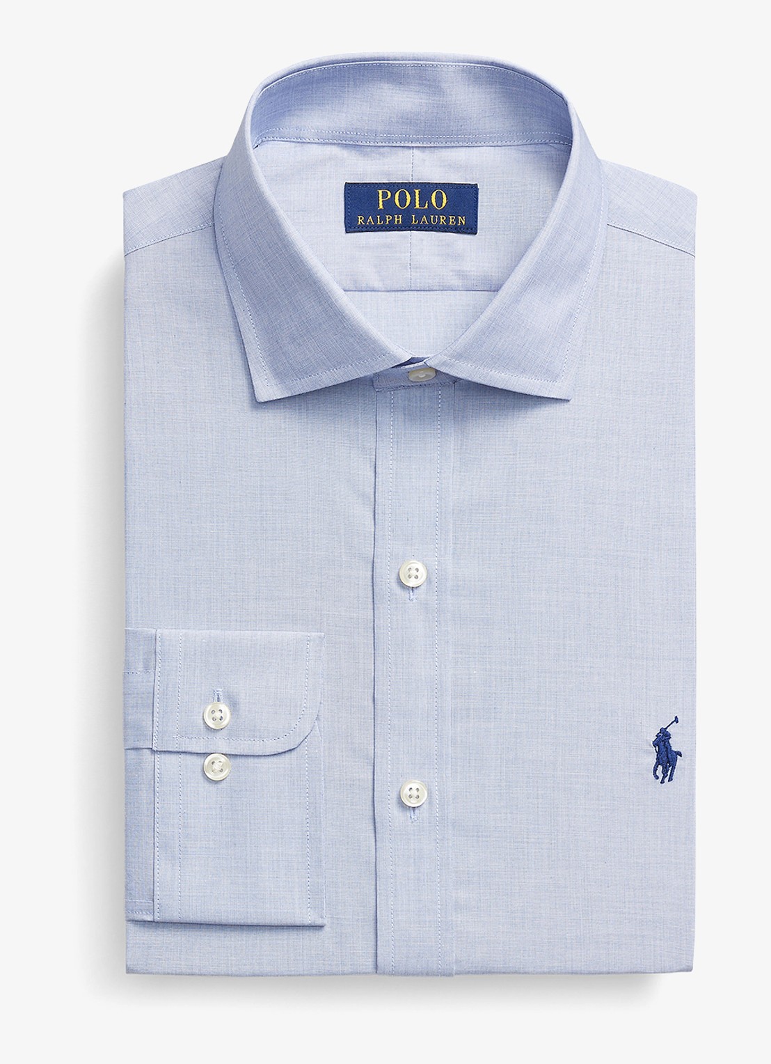 Ralph Lauren Slim fit overhemd met logoborduring - voorkant 2 light blue/white / lichtblauw