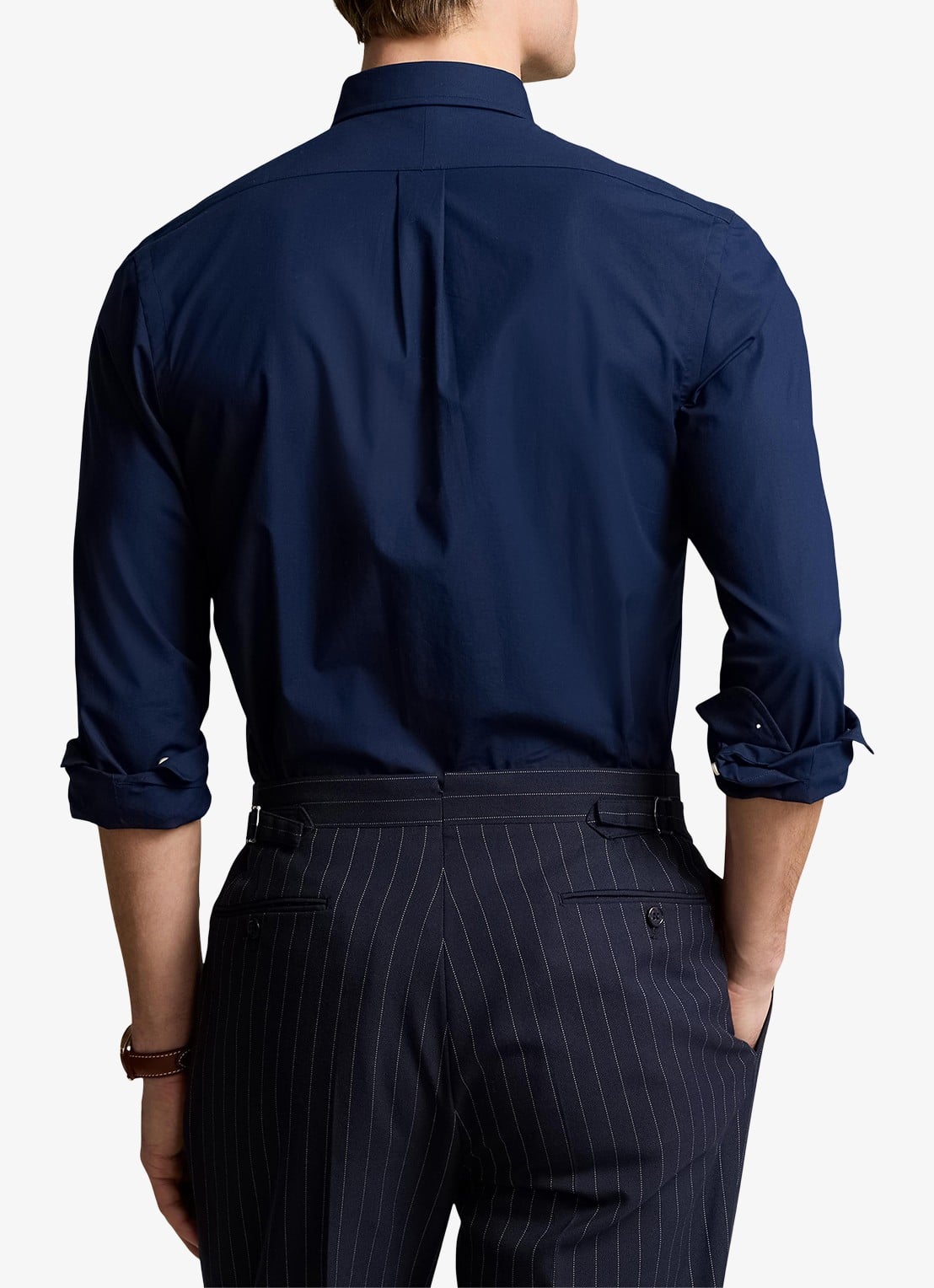 Ralph Lauren Slim fit overhemd met logoborduring - achterkant 5 newport navy / donkerblauw