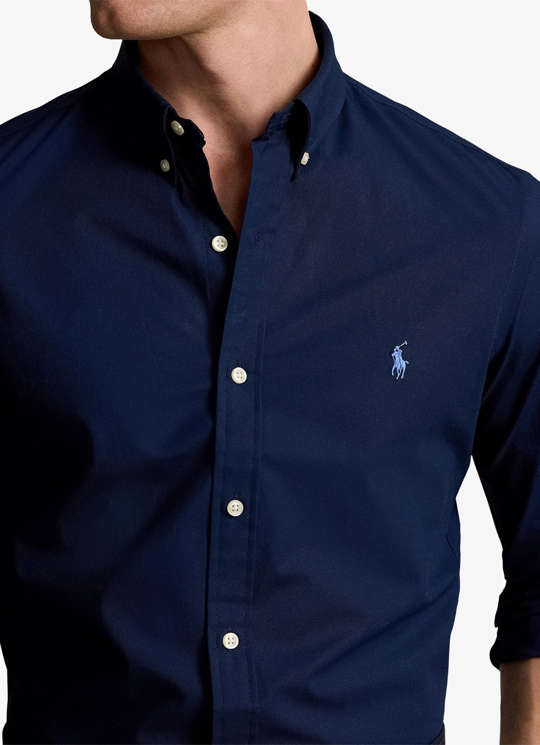 Ralph Lauren Slim fit overhemd met logoborduring - detail 2 newport navy / donkerblauw