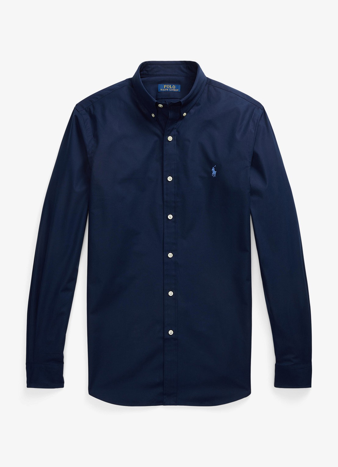 Ralph Lauren Slim fit overhemd met logoborduring - voorkant 3 newport navy / donkerblauw