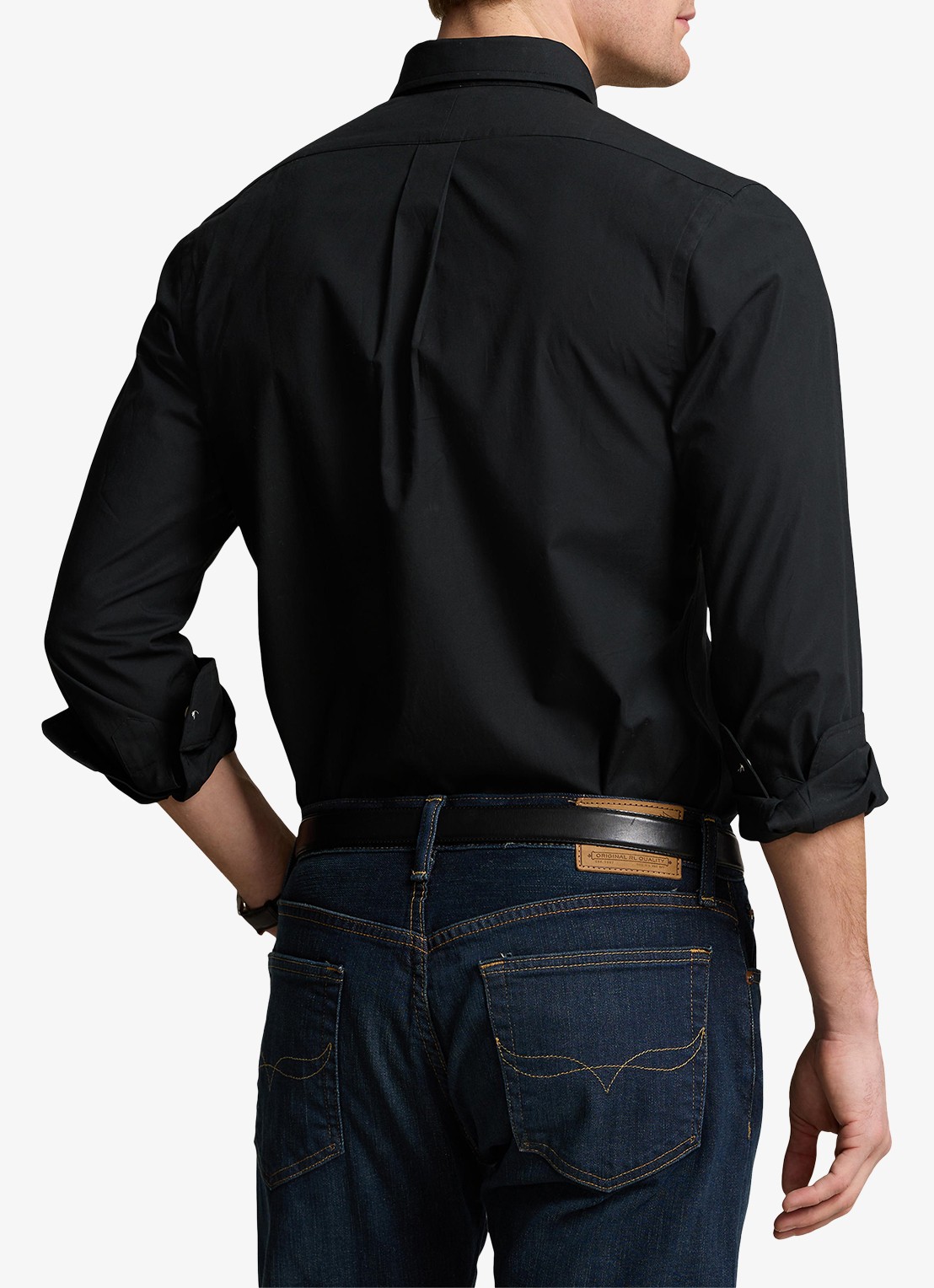 Ralph Lauren Slim fit overhemd met logoborduring - achterkant 3 polo black / zwart