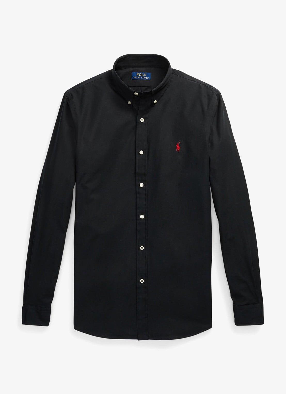 Ralph Lauren Slim fit overhemd met logoborduring - voorkant 4 polo black / zwart
