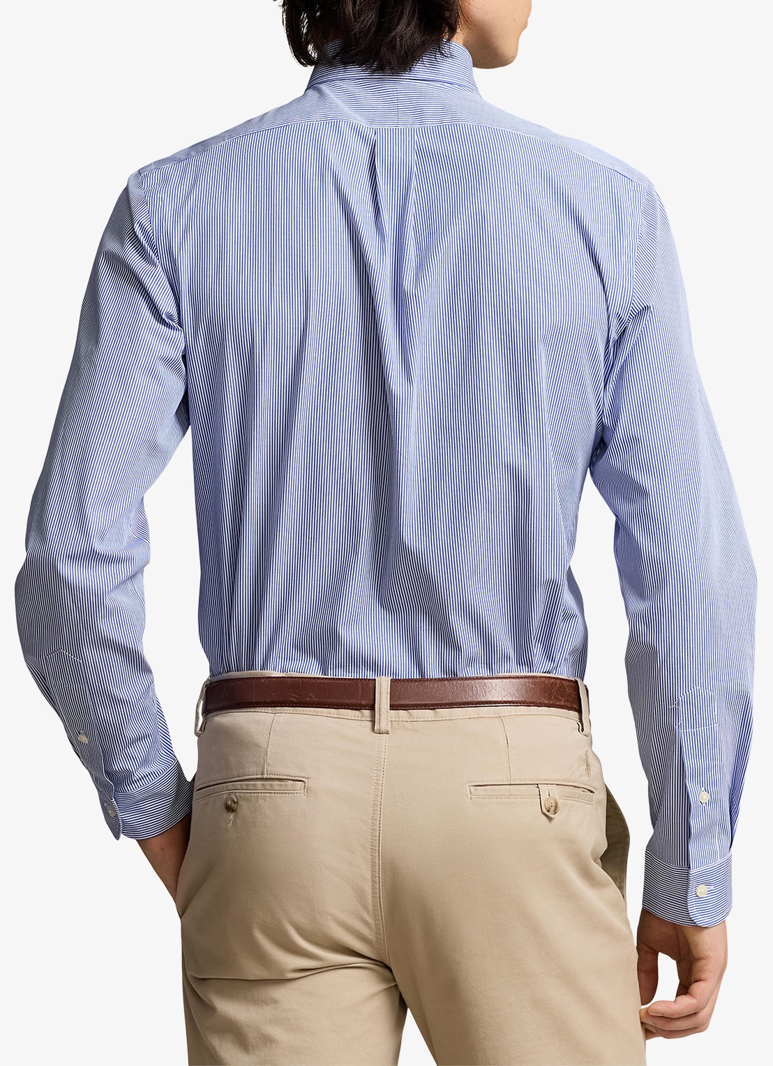 Ralph Lauren Slim fit overhemd met logoborduring - achterkant 3 blue/white hairline / blauw