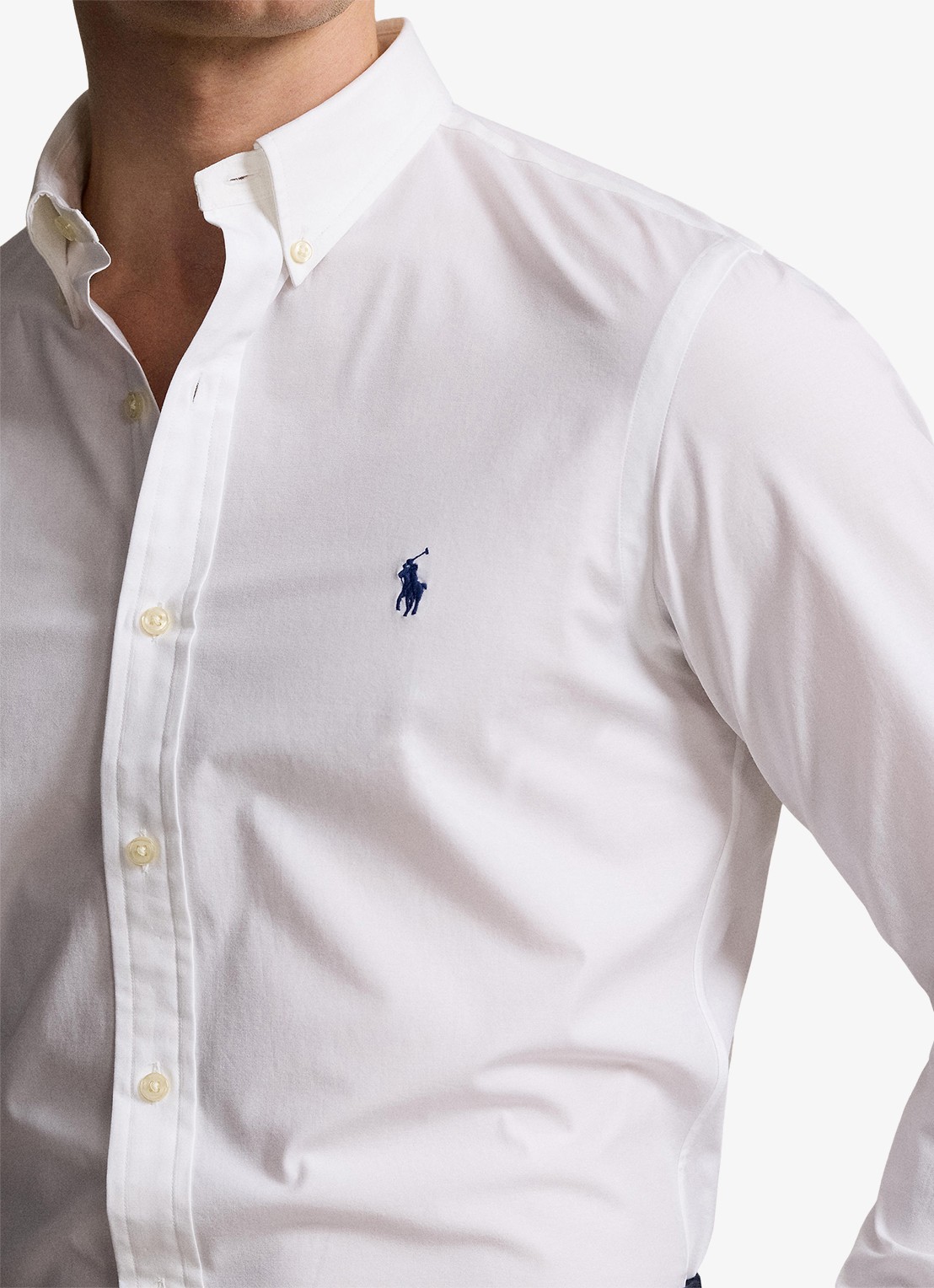 Ralph Lauren Slim fit overhemd met logoborduring - detail 3 white / wit
