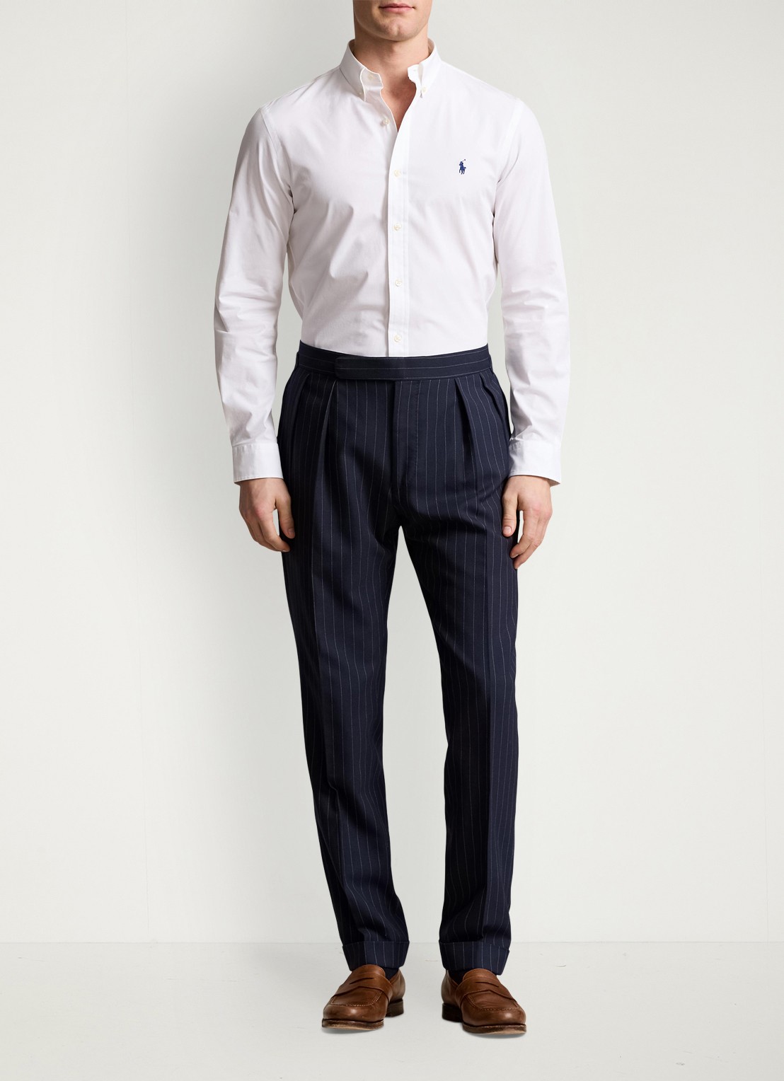Ralph Lauren Slim fit overhemd met logoborduring - voorkant 5 white / wit