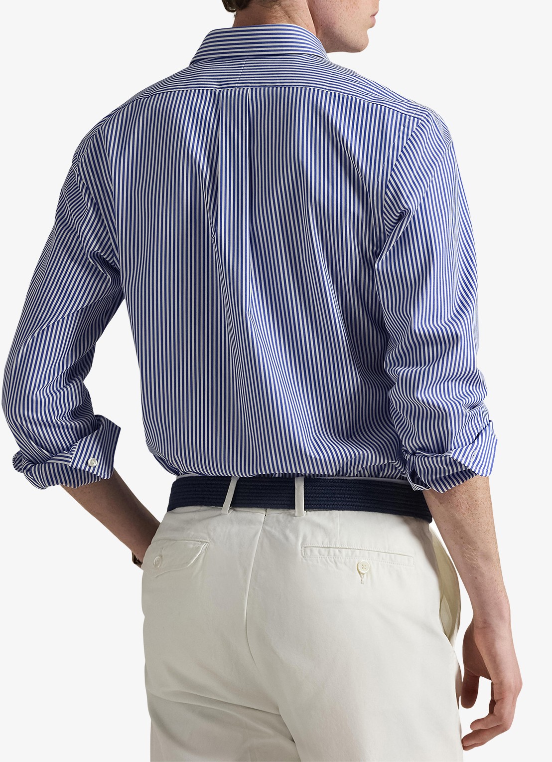Ralph Lauren Slim fit overhemd met logoborduring - achterkant 5 blue/white bengal stripe / blauw