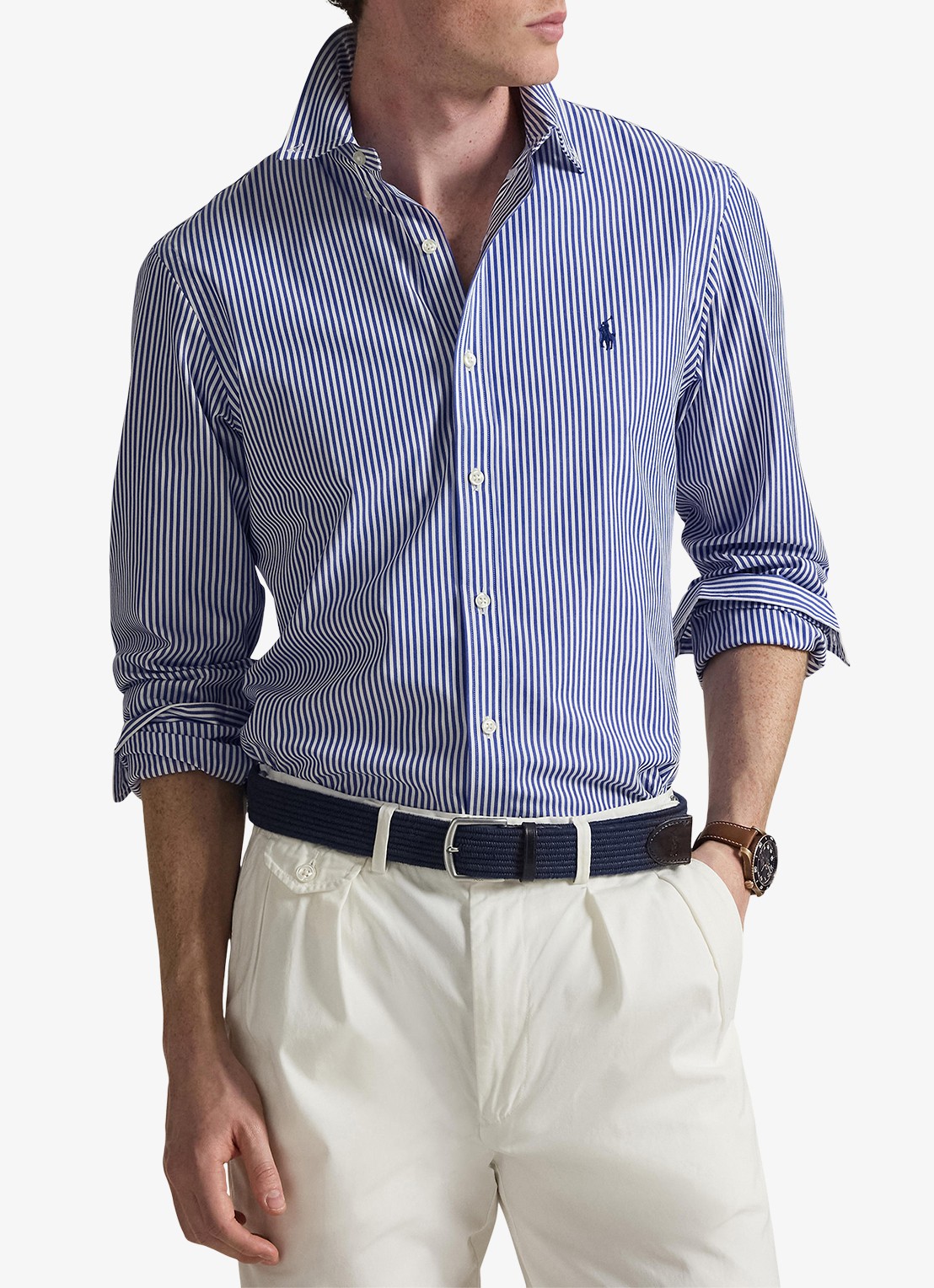 Ralph Lauren Slim fit overhemd met logoborduring - detail 3 blue/white bengal stripe / blauw