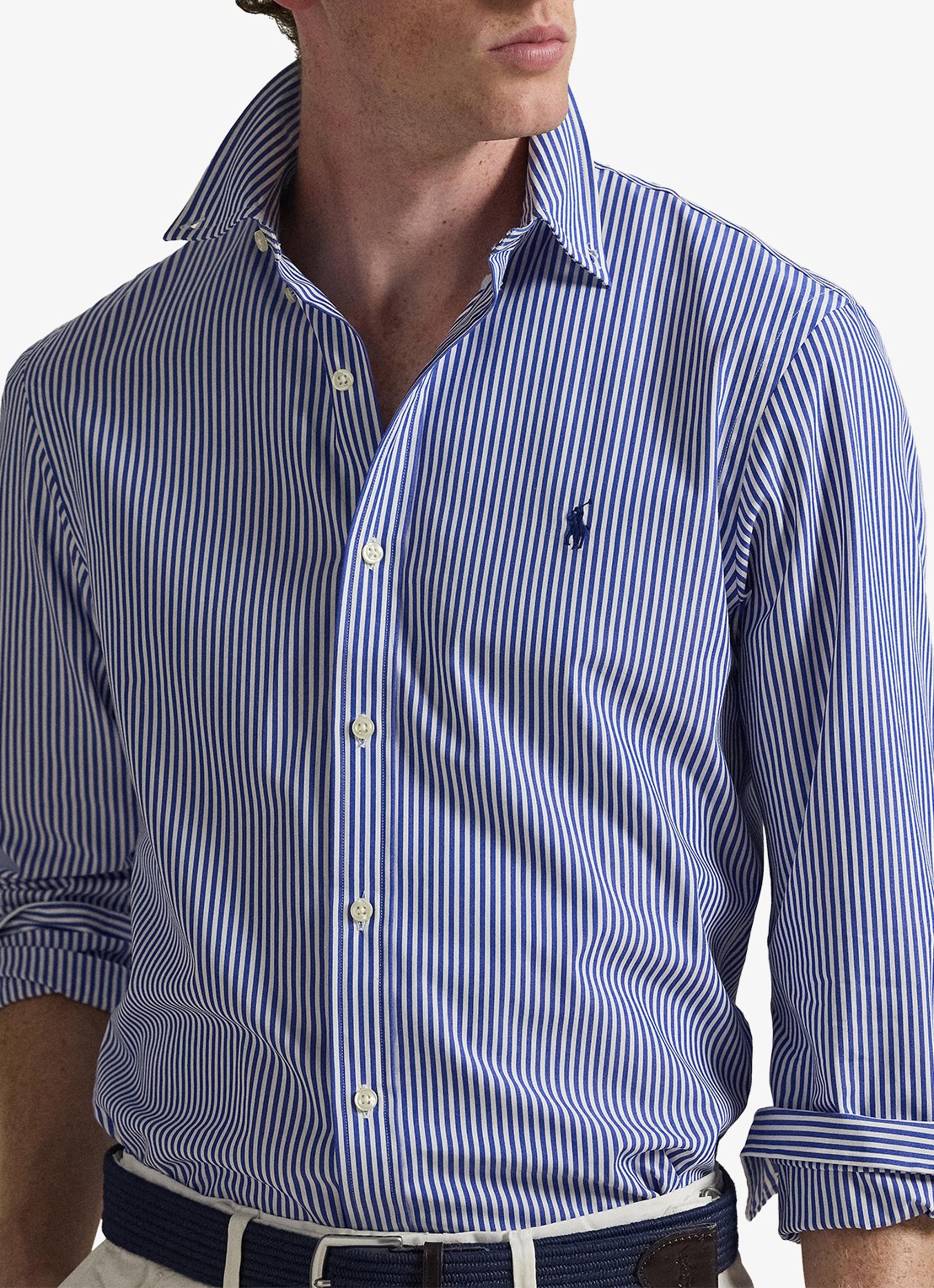 Ralph Lauren Slim fit overhemd met logoborduring - detail 4 blue/white bengal stripe / blauw