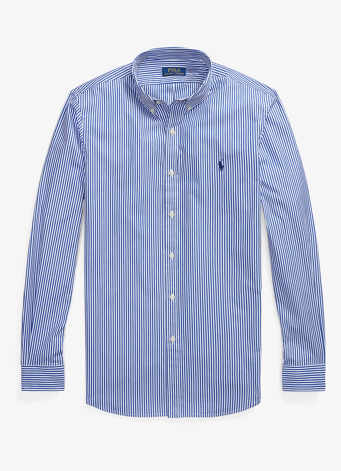 Ralph Lauren Slim fit overhemd met logoborduring - voorkant blue/white bengal stripe / blauw