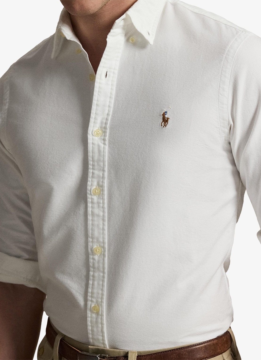 Ralph Lauren Slim fit overhemd met logoborduring - detail 7 bsr white - wit