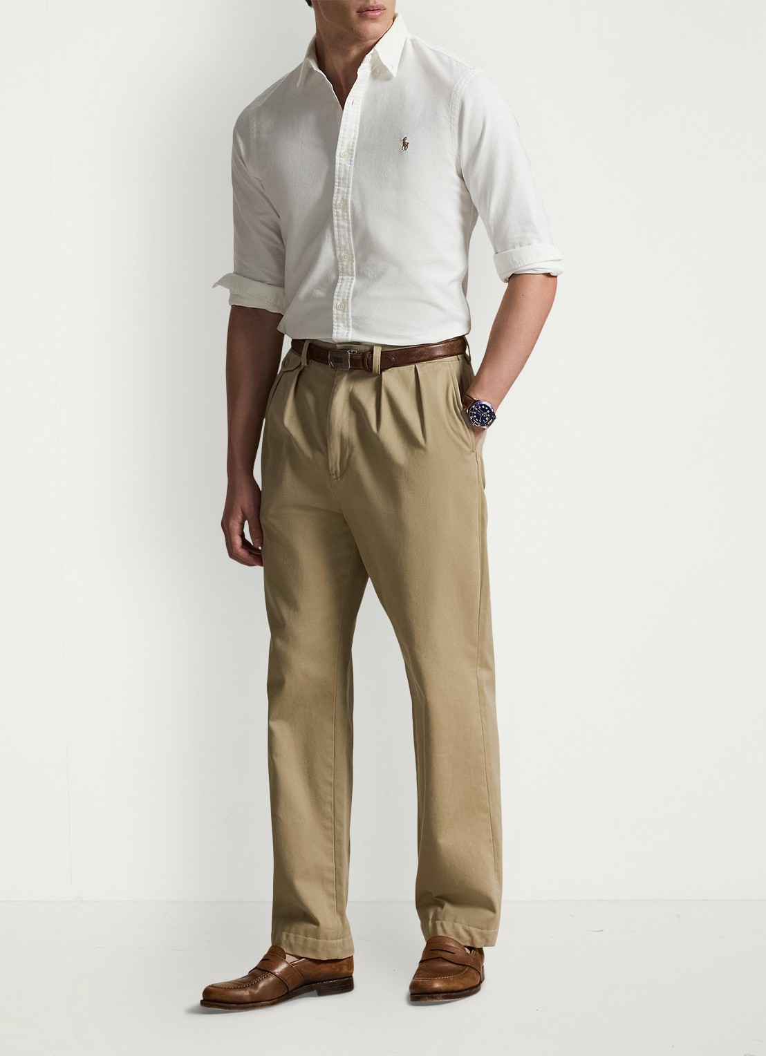 Ralph Lauren Slim fit overhemd met logoborduring - voorkant 4 bsr white - wit