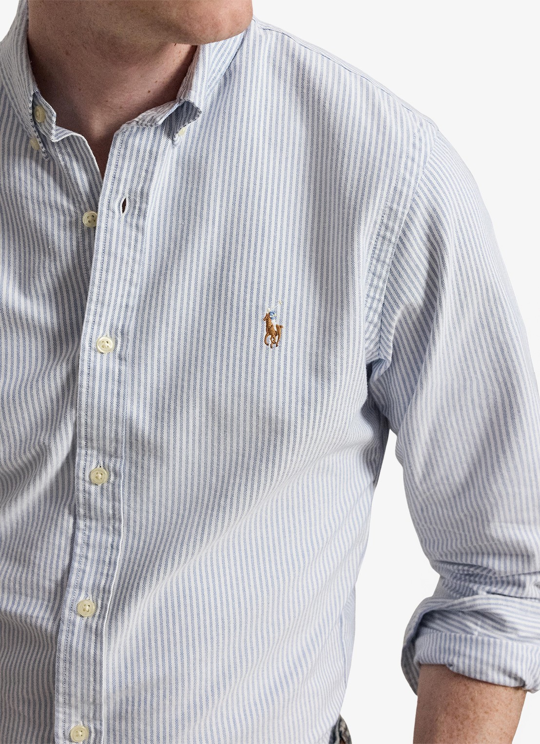 Ralph Lauren Slim fit overhemd met logoborduring - detail 2 bsr blue/white