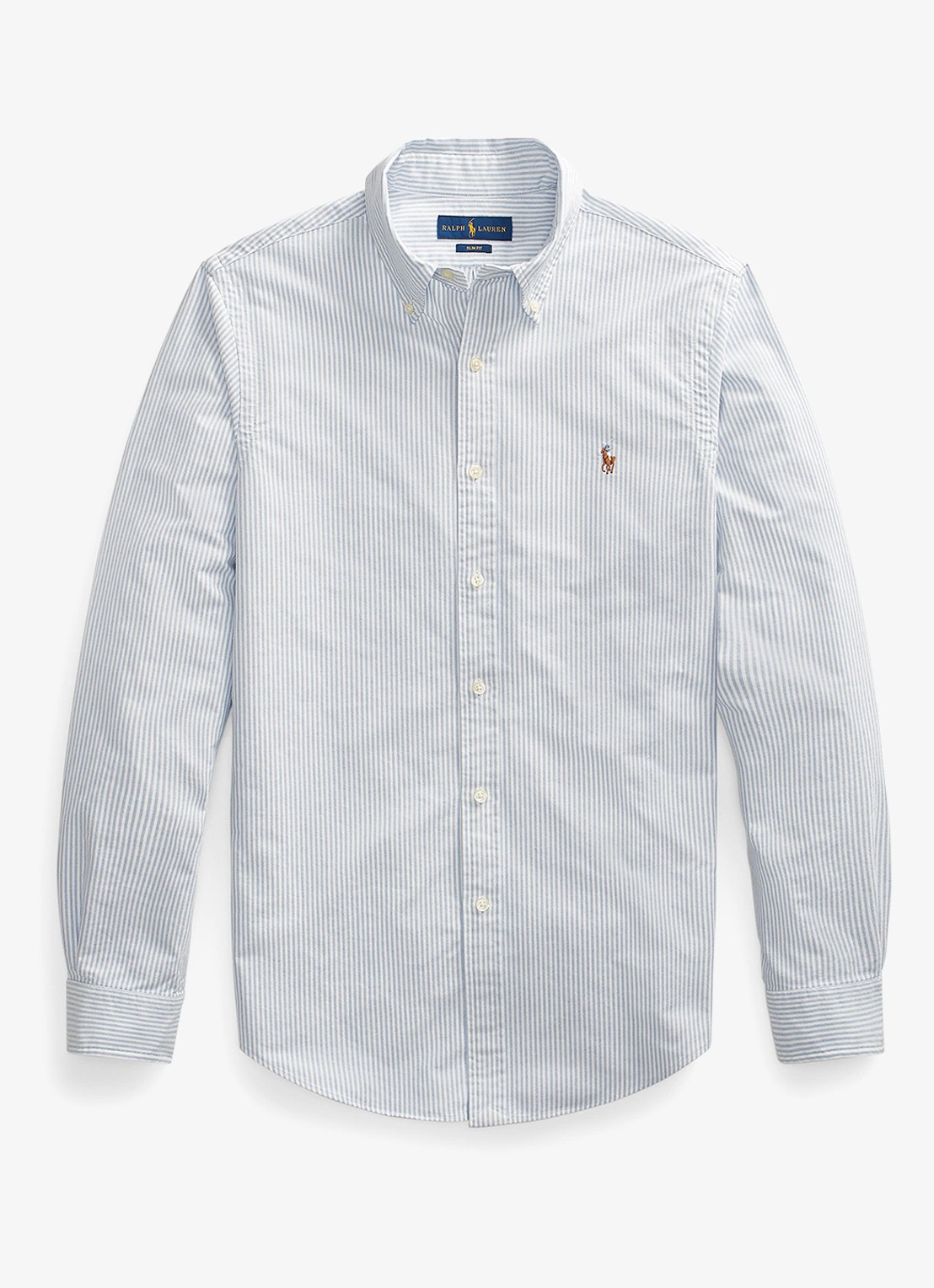 Ralph Lauren Slim fit overhemd met logoborduring - voorkant bsr blue/white