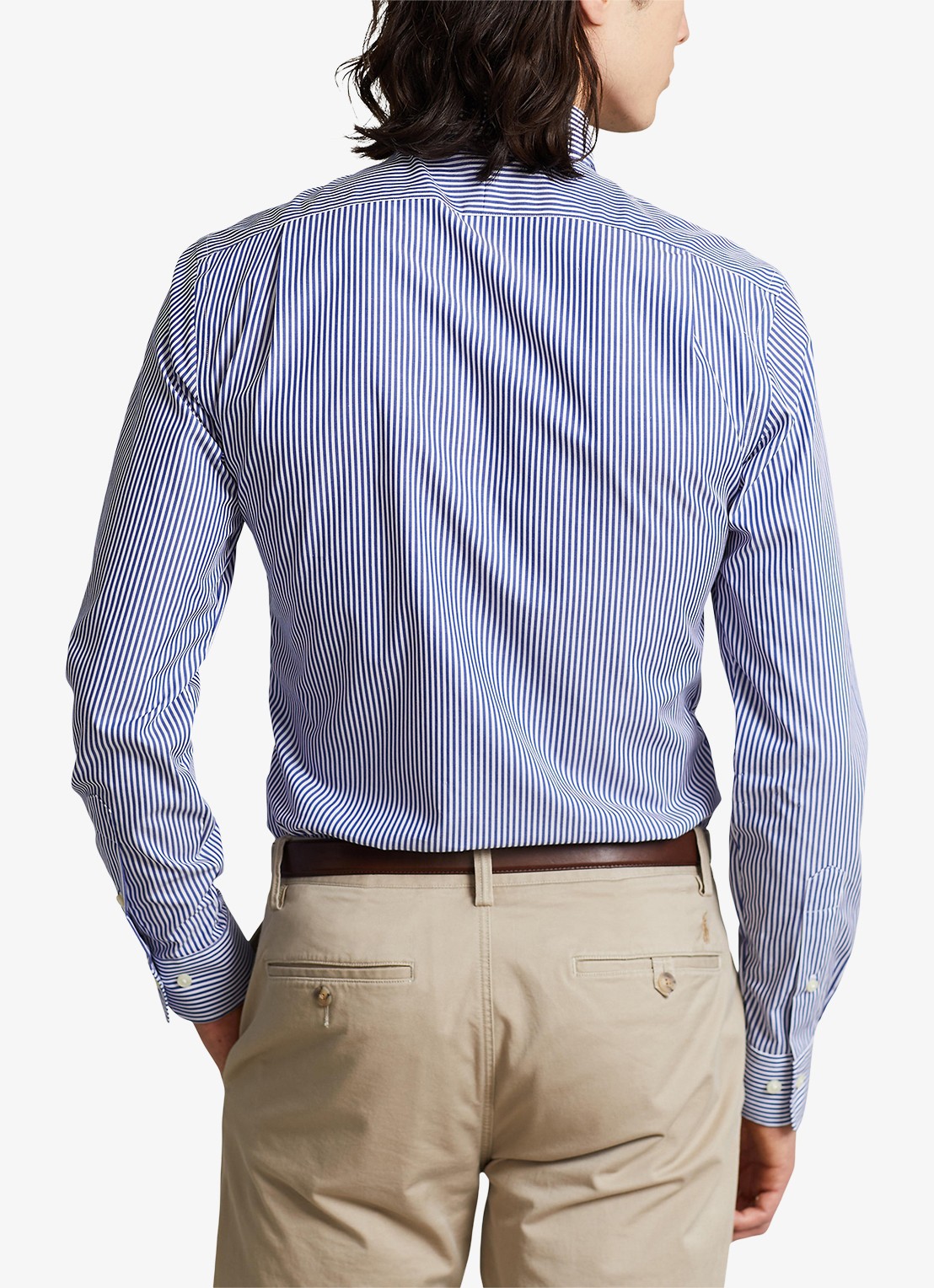 Ralph Lauren Slim fit overhemd met logoborduring - achterkant 4 royal white / blauw