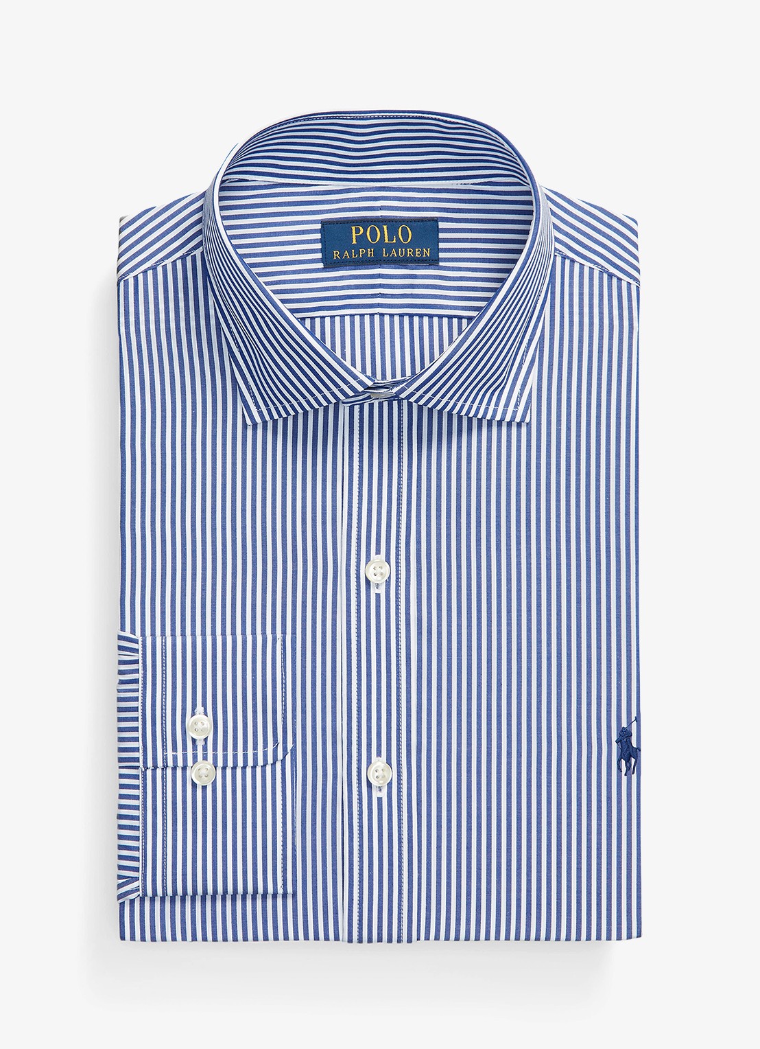 Ralph Lauren Slim fit overhemd met logoborduring - voorkant 2 royal white / blauw