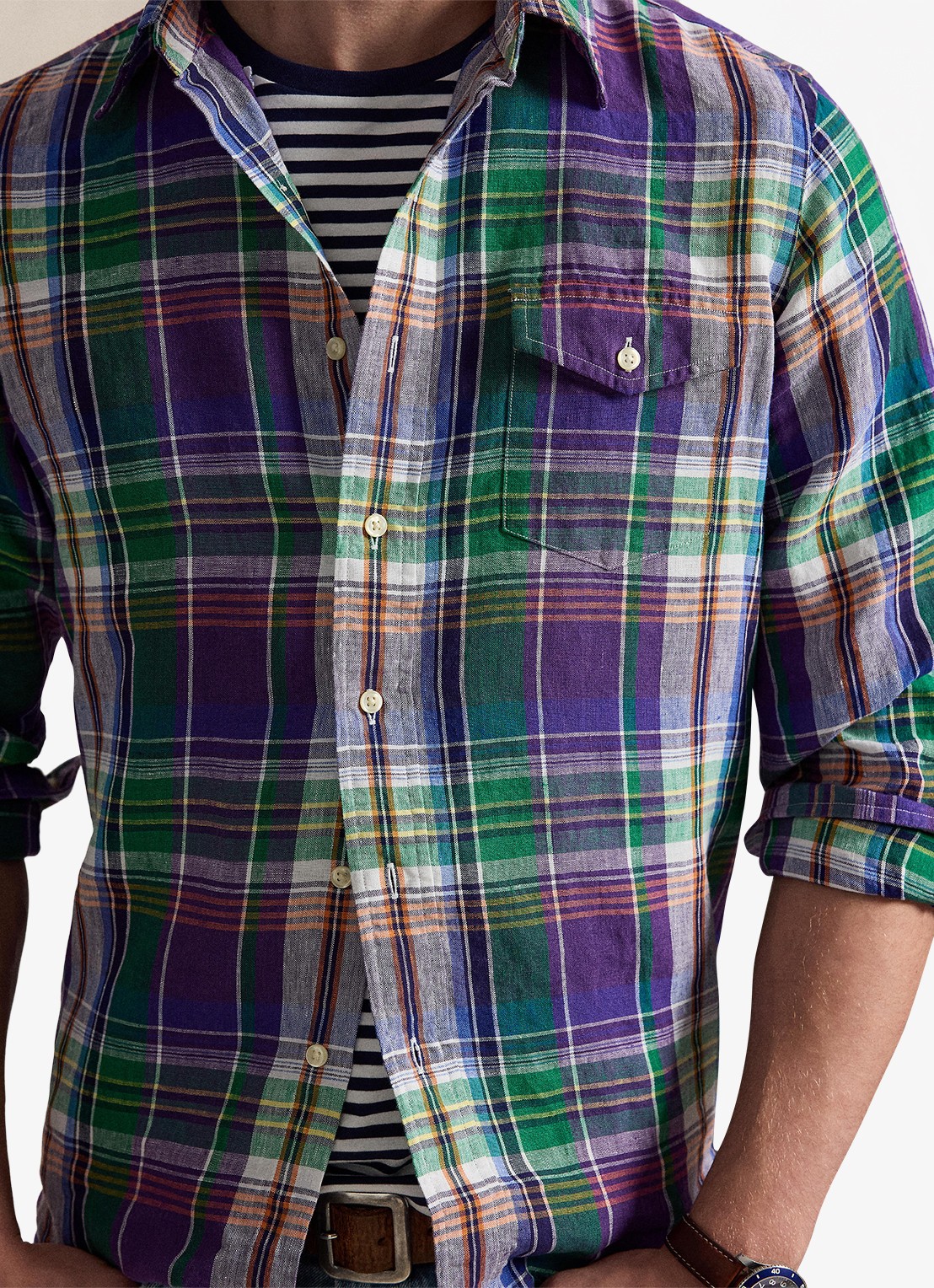 Ralph Lauren Slim fit overhemd met print - detail 5 7187 purple blue multi / paars