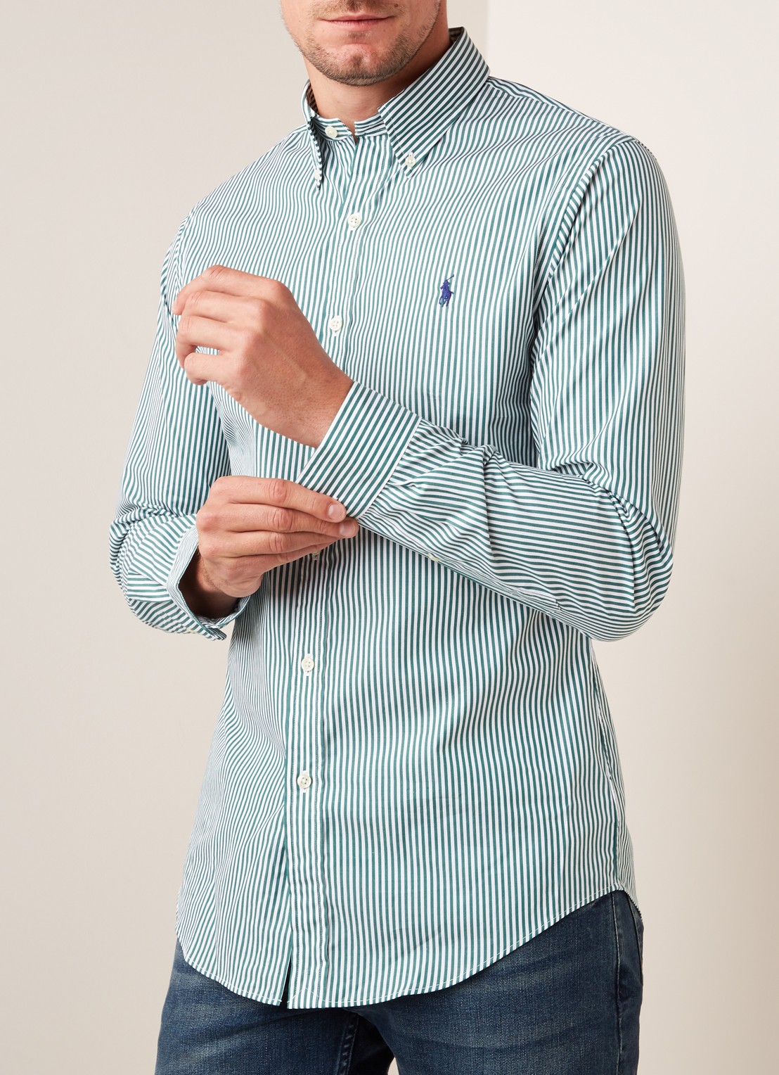 Ralph Lauren Slim fit overhemd met streepdessin - detail 4 green
