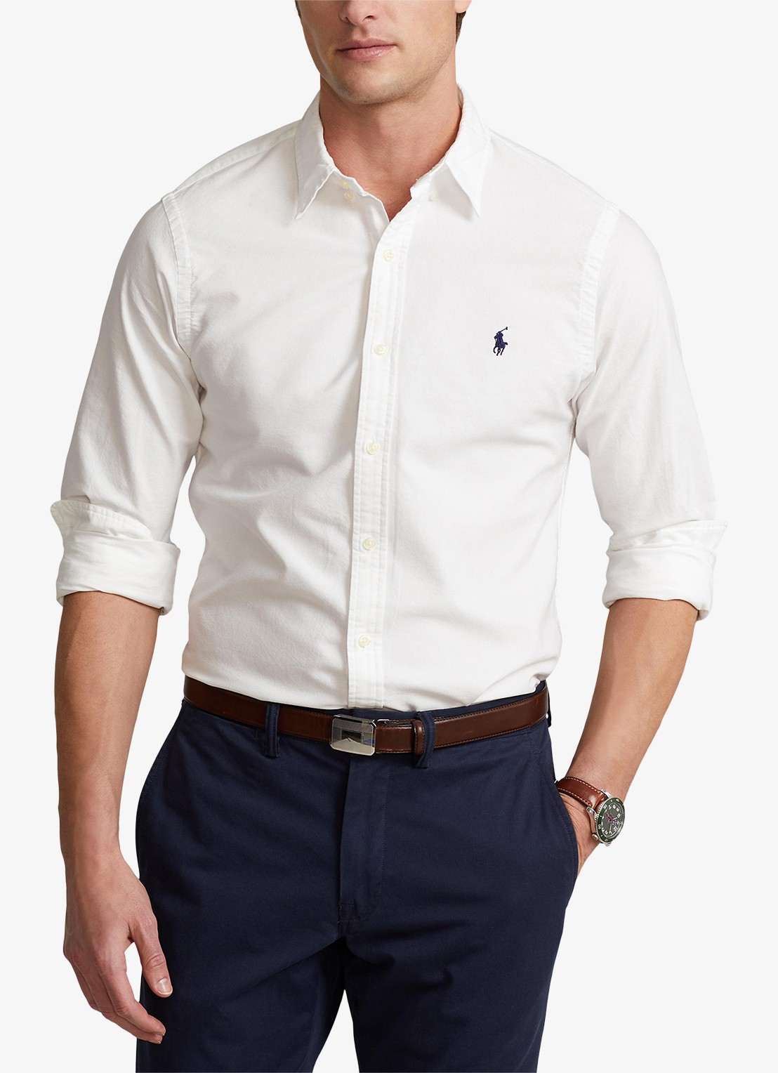 Ralph Lauren Slim fit overhemd van katoen - detail 6 white / wit