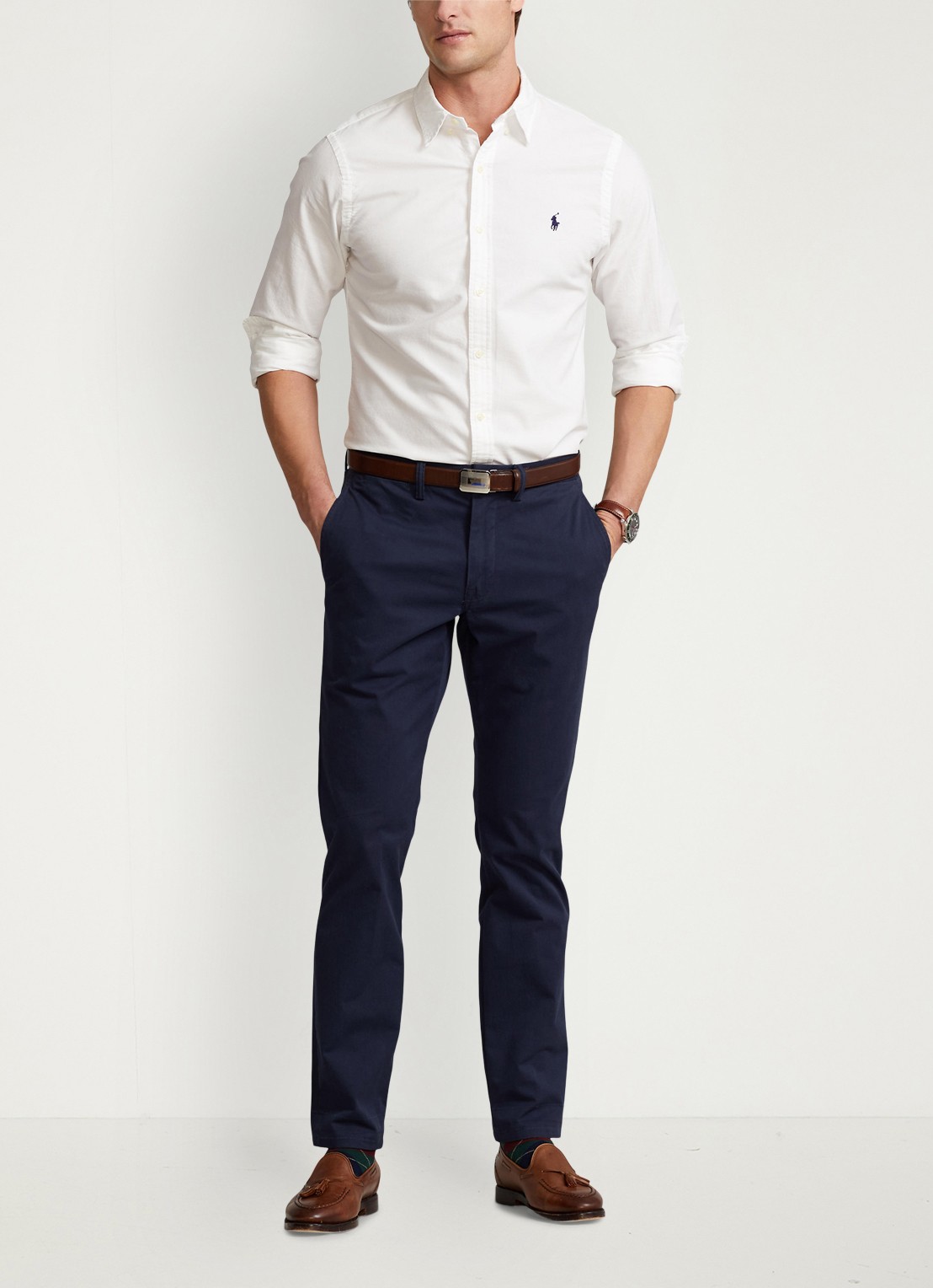 Ralph Lauren Slim fit overhemd van katoen - voorkant 4 white / wit