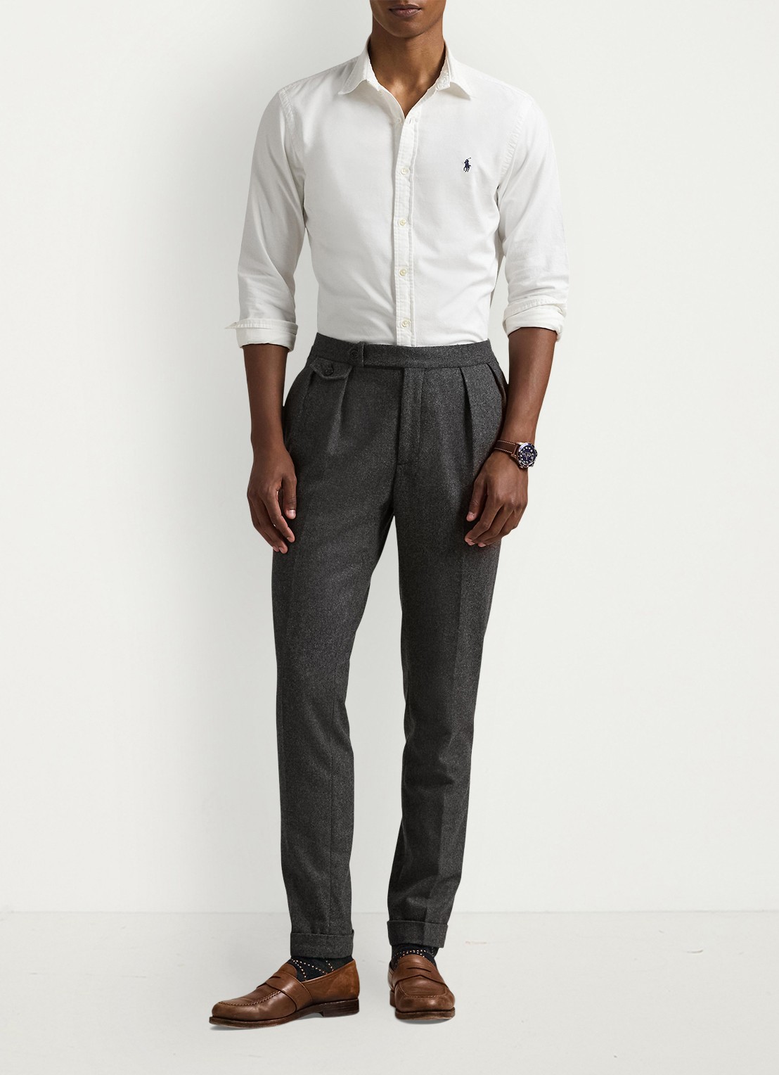 Ralph Lauren Slim fit overhemd van katoen - voorkant 5 white / wit