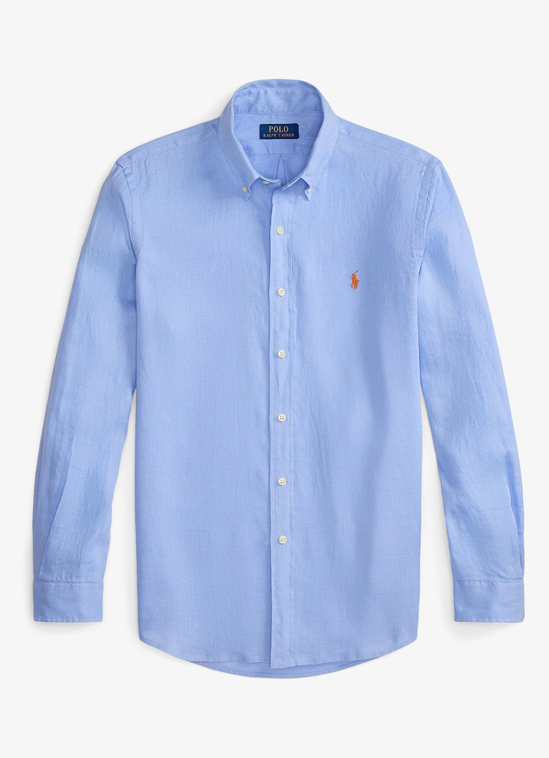 Ralph Lauren Slim fit overhemd van linnen met logoborduring - voorkant 3 austin blue / blauw