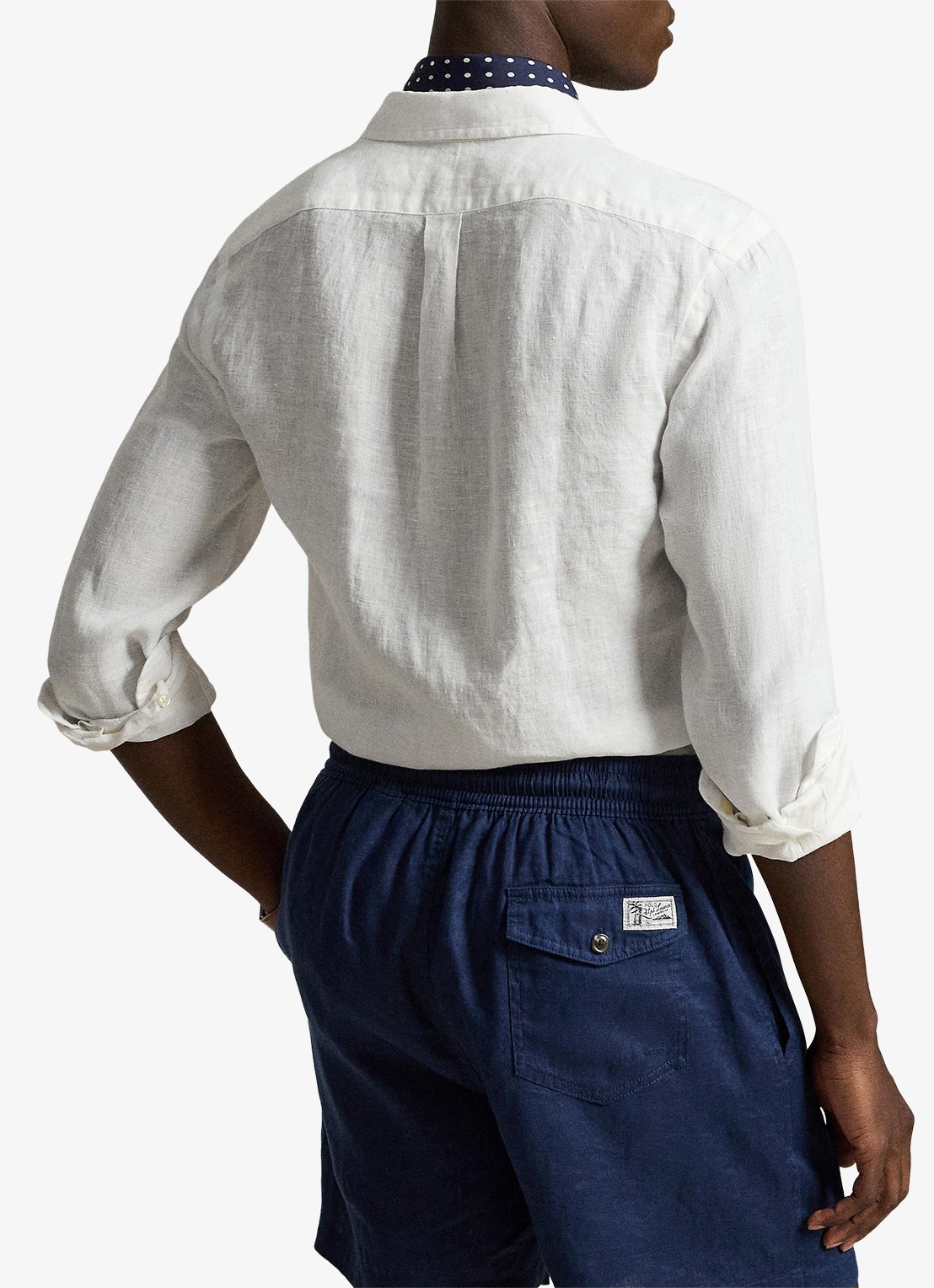 Ralph Lauren Slim fit overhemd van linnen met logoborduring - achterkant white / wit