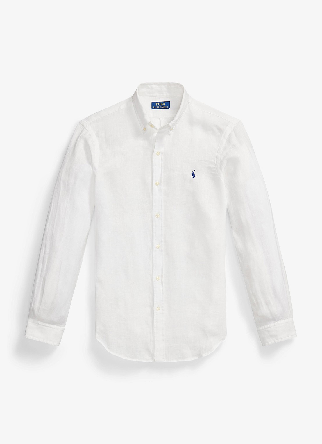 Ralph Lauren Slim fit overhemd van linnen met logoborduring - voorkant 2 white / wit
