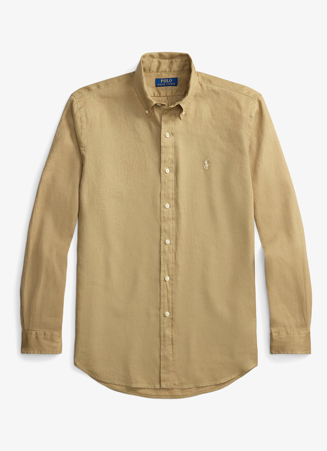 Ralph Lauren Slim fit overhemd van linnen met logoborduring - voorkant 5 cafe tan-2x6t
