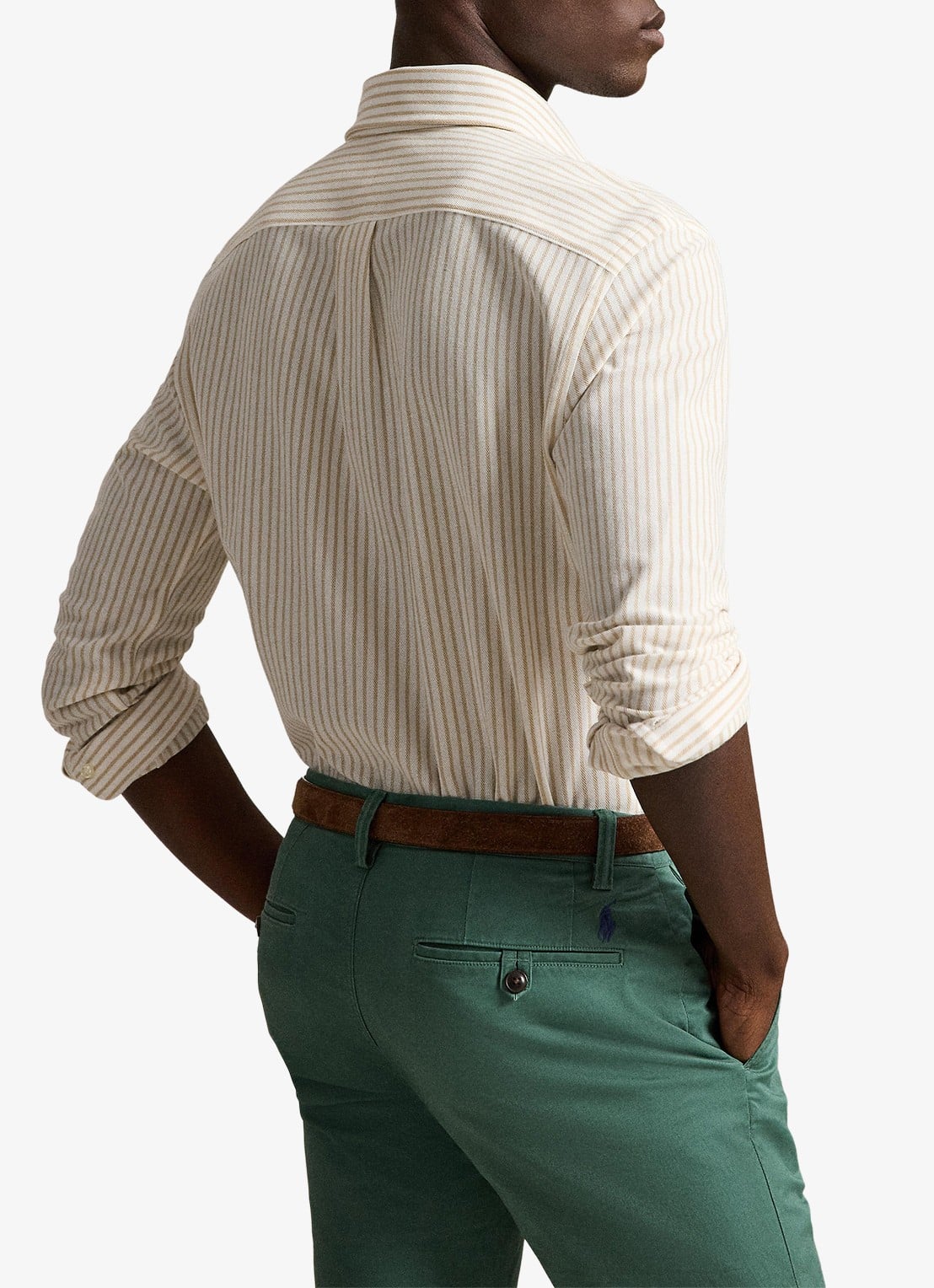Ralph Lauren Slim fit Oxford overhemd met streepprint - achterkant 5 white/coastal beige / beige