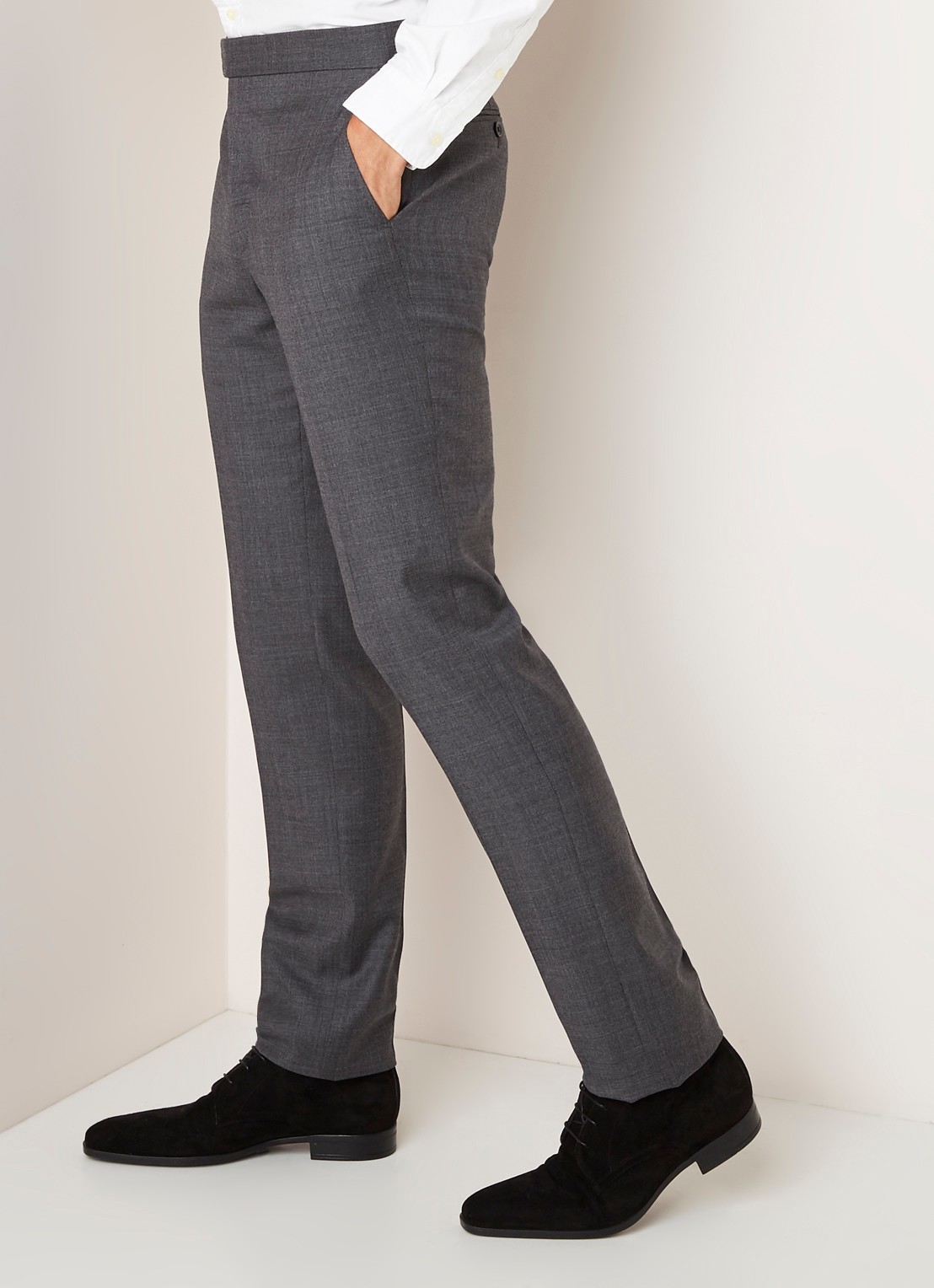 Ralph Lauren Slim fit pak in linnenblend met klepzakken - voorkant 2 medium grey multi