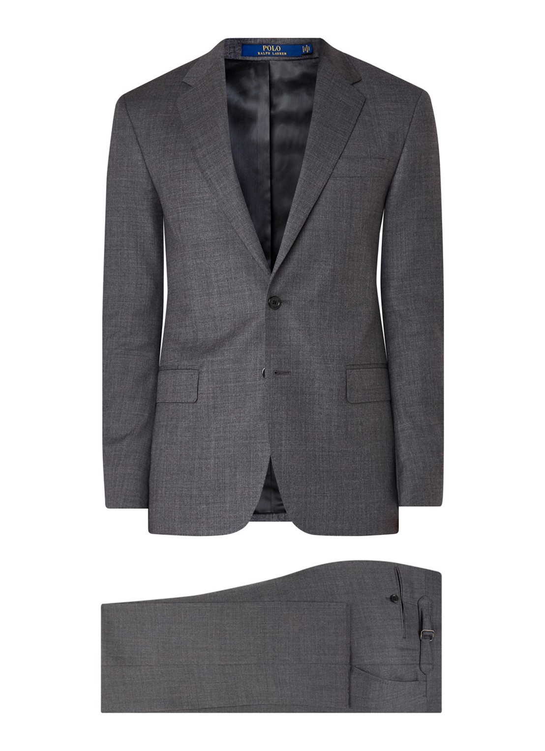 Ralph Lauren Slim fit pak in linnenblend met klepzakken - voorkant 3 medium grey multi