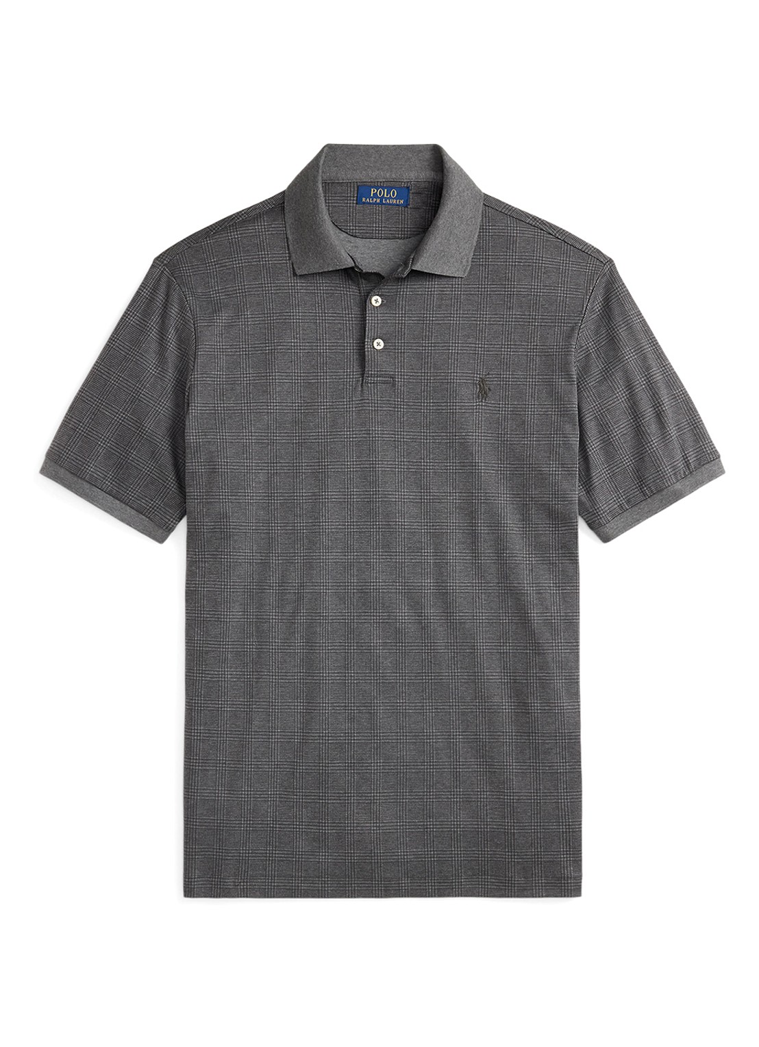 Ralph Lauren Slim fit polo met ruitdessin - voorkant 2 grijs