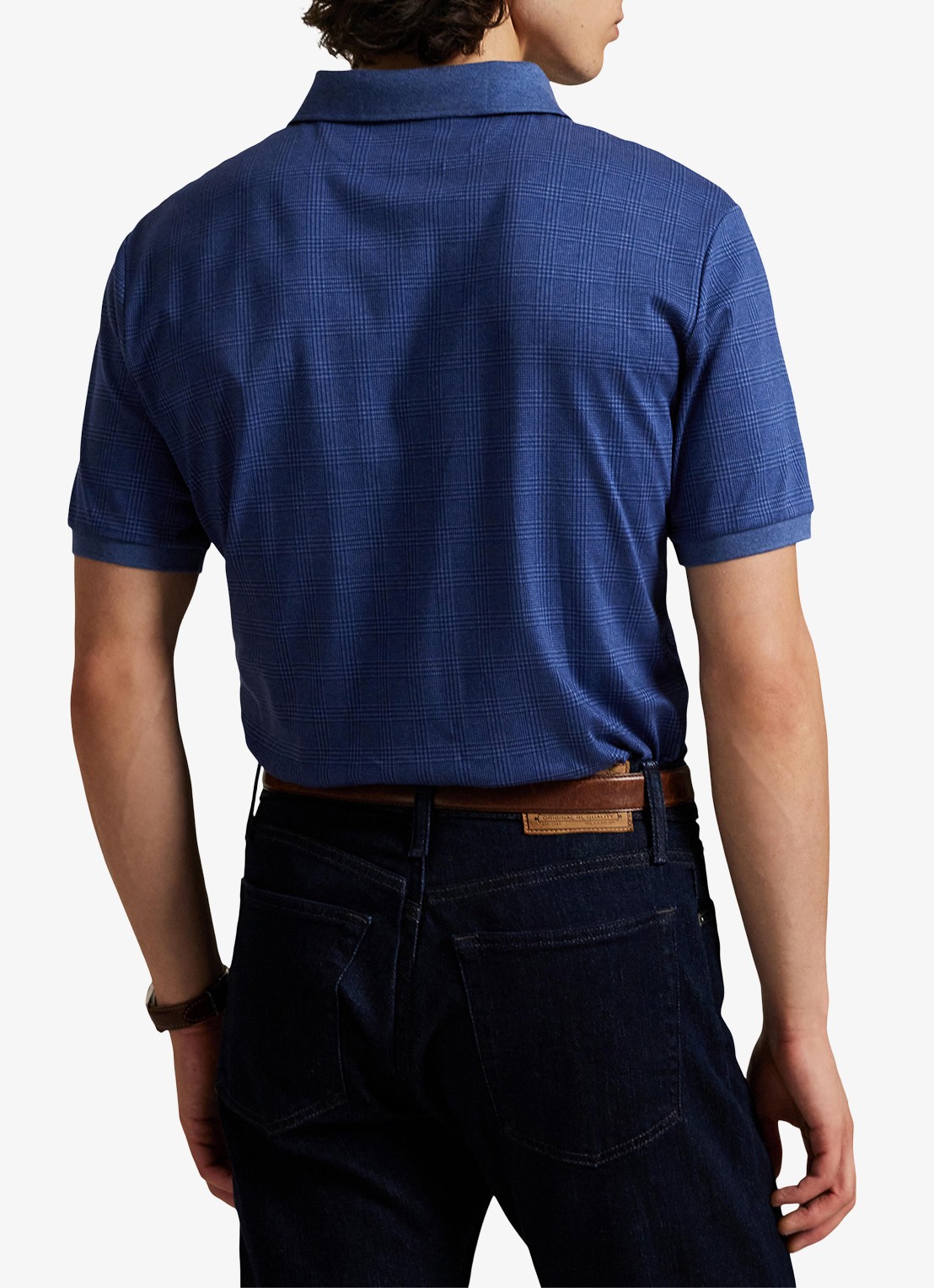 Ralph Lauren Slim fit polo met ruitdessin - achterkant 3 blauw