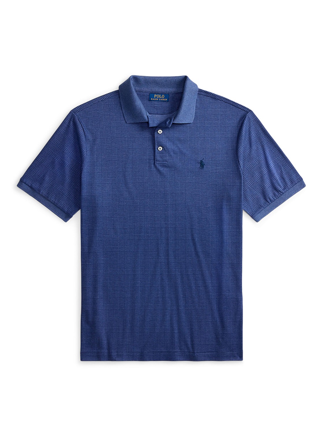 Ralph Lauren Slim fit polo met ruitdessin - voorkant blauw