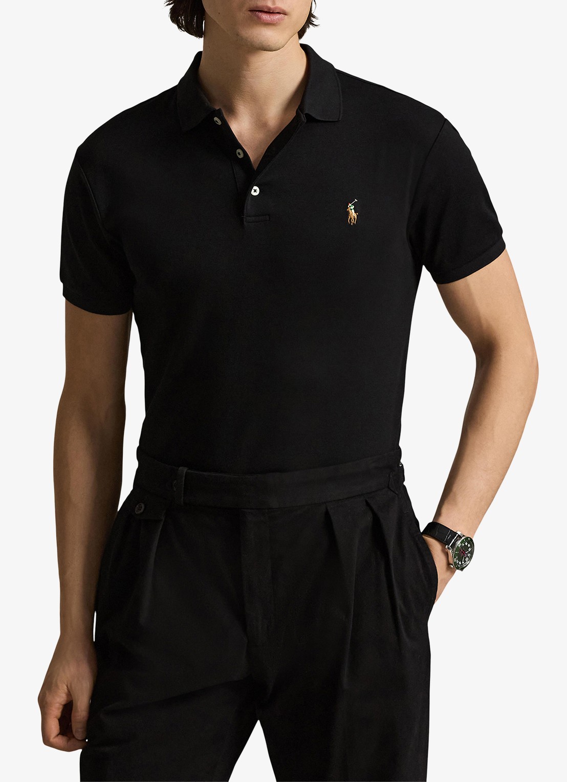 Ralph Lauren Slim fit polo van katoen - detail 3 polo black / zwart