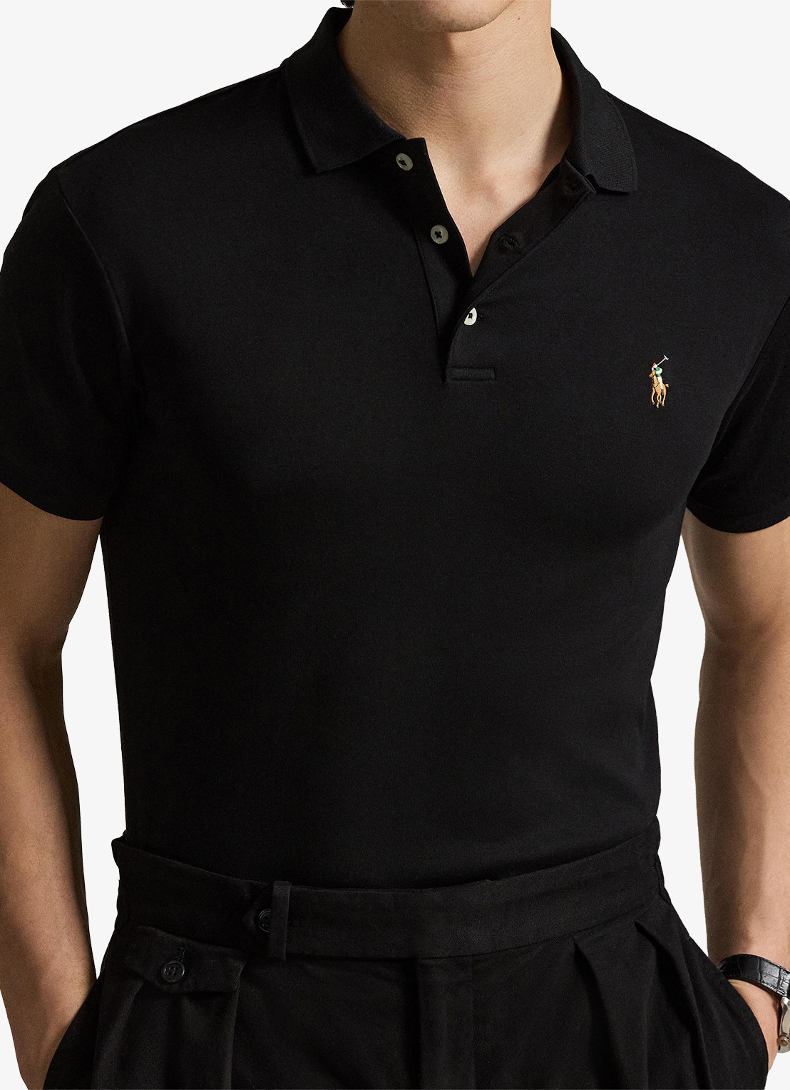 Ralph Lauren Slim fit polo van katoen - detail 4 polo black / zwart