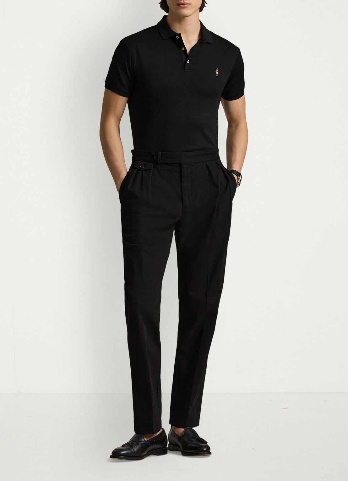 Ralph Lauren Slim fit polo van katoen - voorkant 2 polo black / zwart