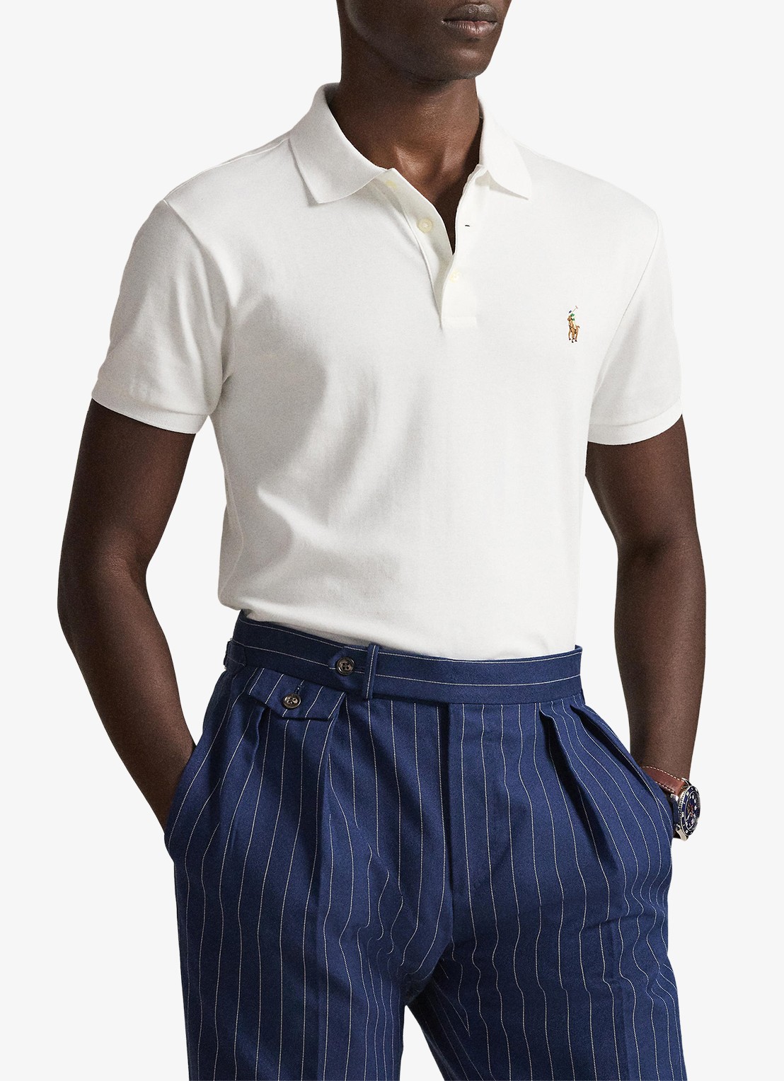 Ralph Lauren Slim fit polo van katoen - voorkant 2 white / wit