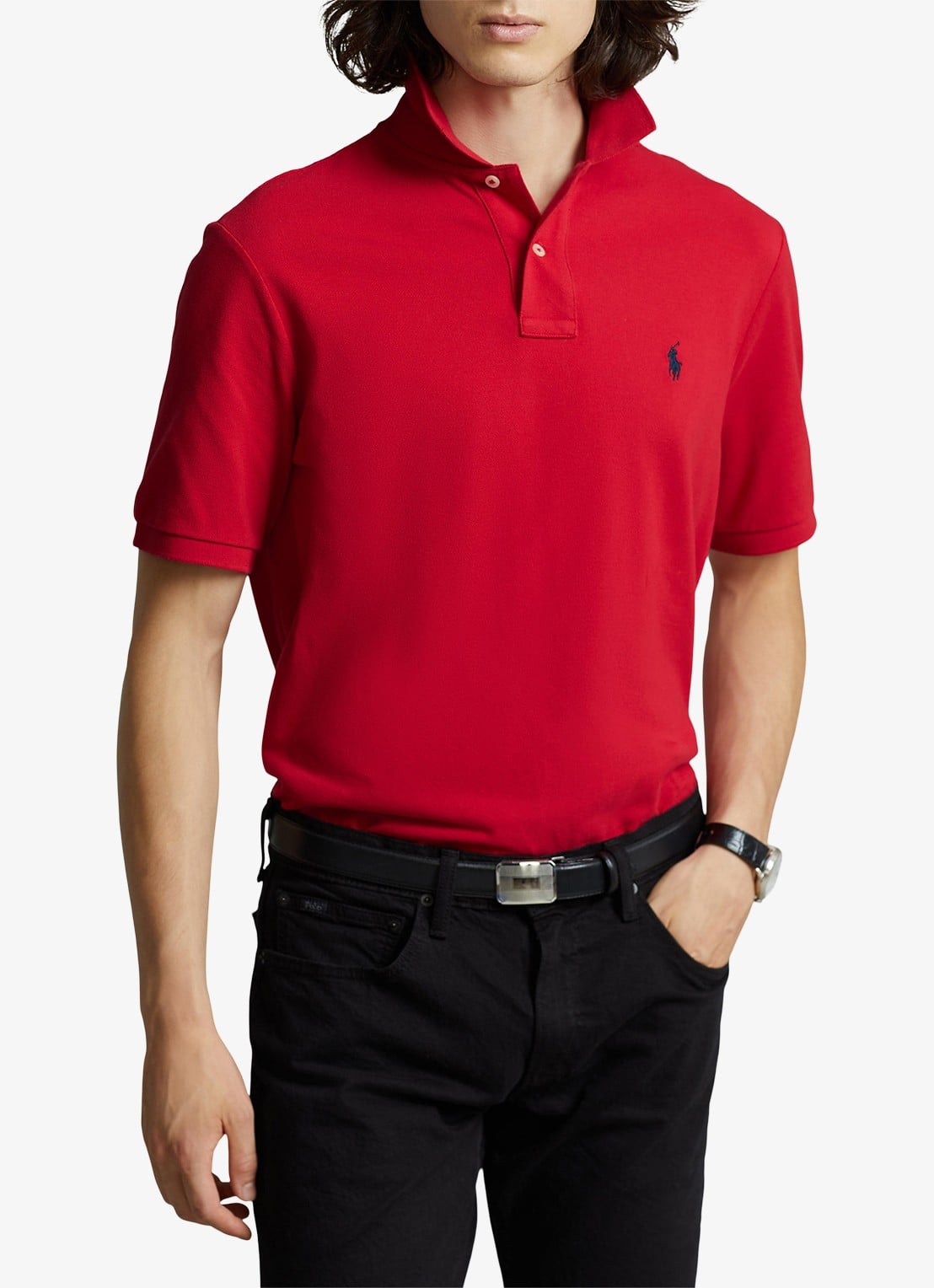 Ralph Lauren Slim fit polo van piqué katoen met logoborduring - detail 2 rl2000 red / rood