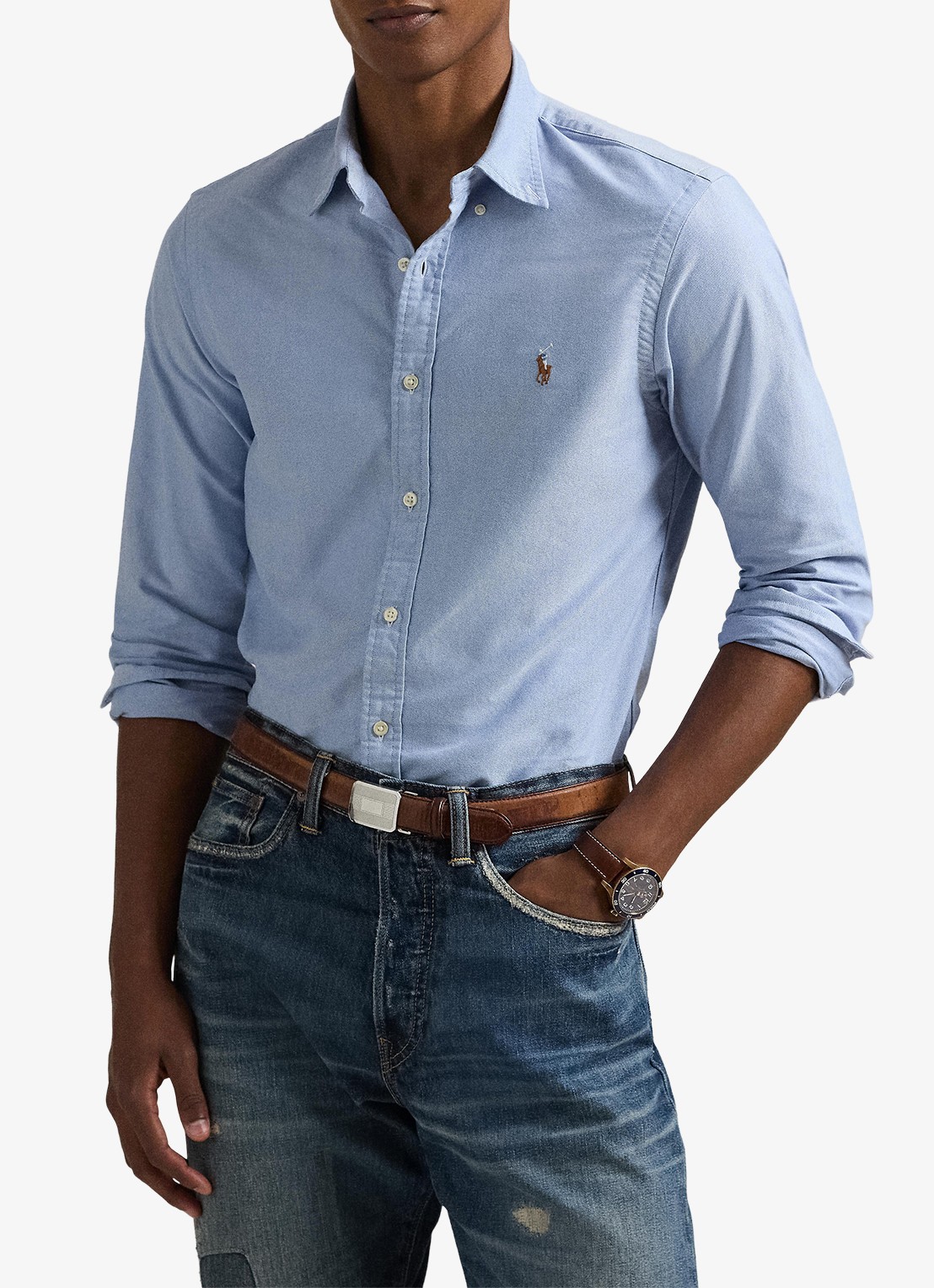 Ralph Lauren Slim fit polo van piqué katoen met logoborduring - detail 9 white / wit
