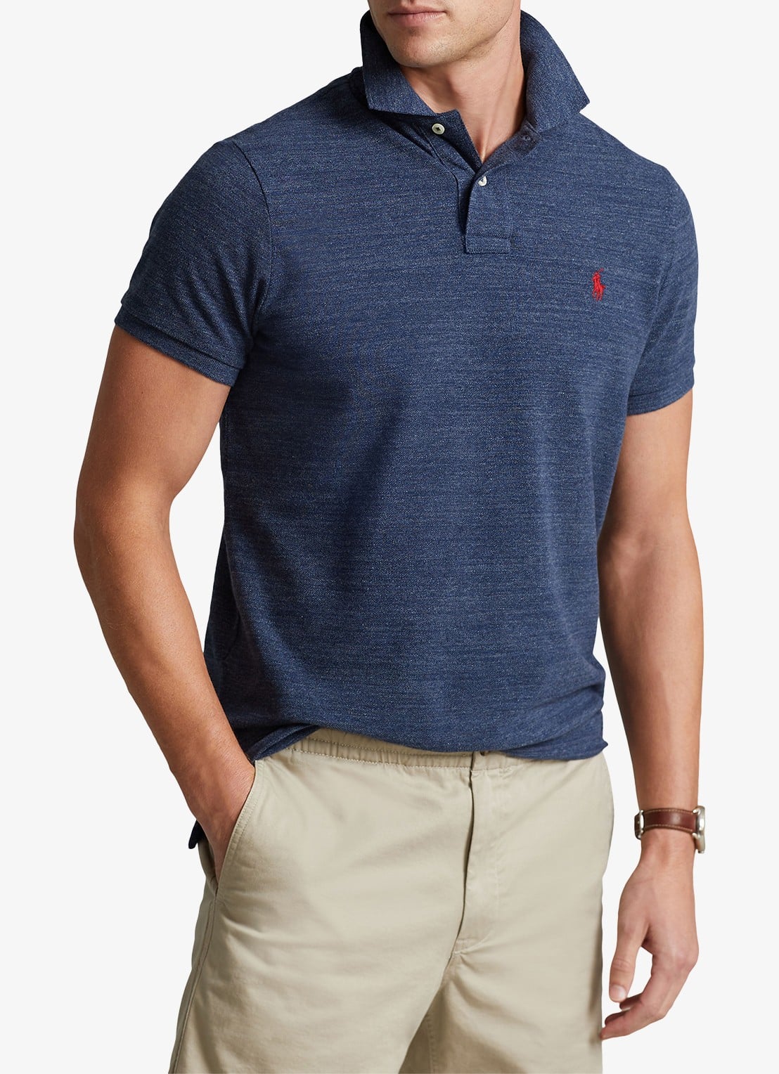 Ralph Lauren Slim fit polo van piqué katoen met logoborduring - detail 3 classic royal heather / blauw