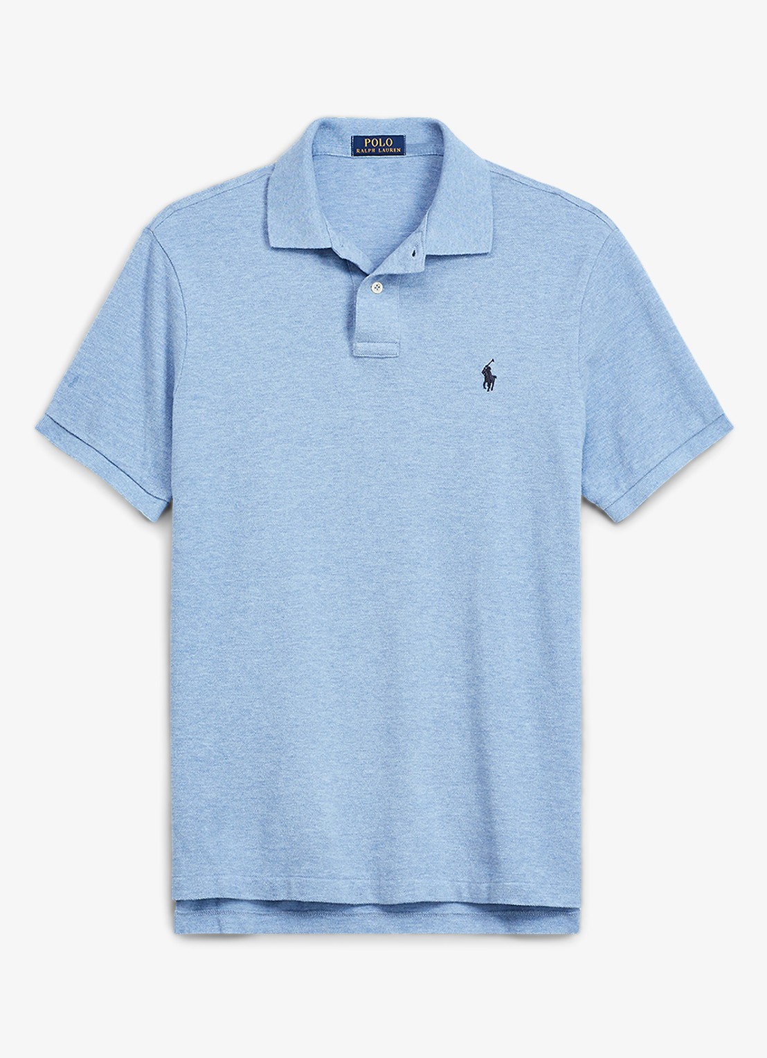 Ralph Lauren Slim fit polo van piqué katoen met logoborduring - voorkant 3 jamaica heather / lichtblauw