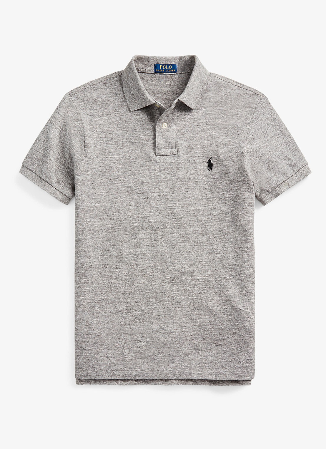 Ralph Lauren Slim fit polo van piqué katoen met logoborduring - voorkant 4 canterburry heather / grijs