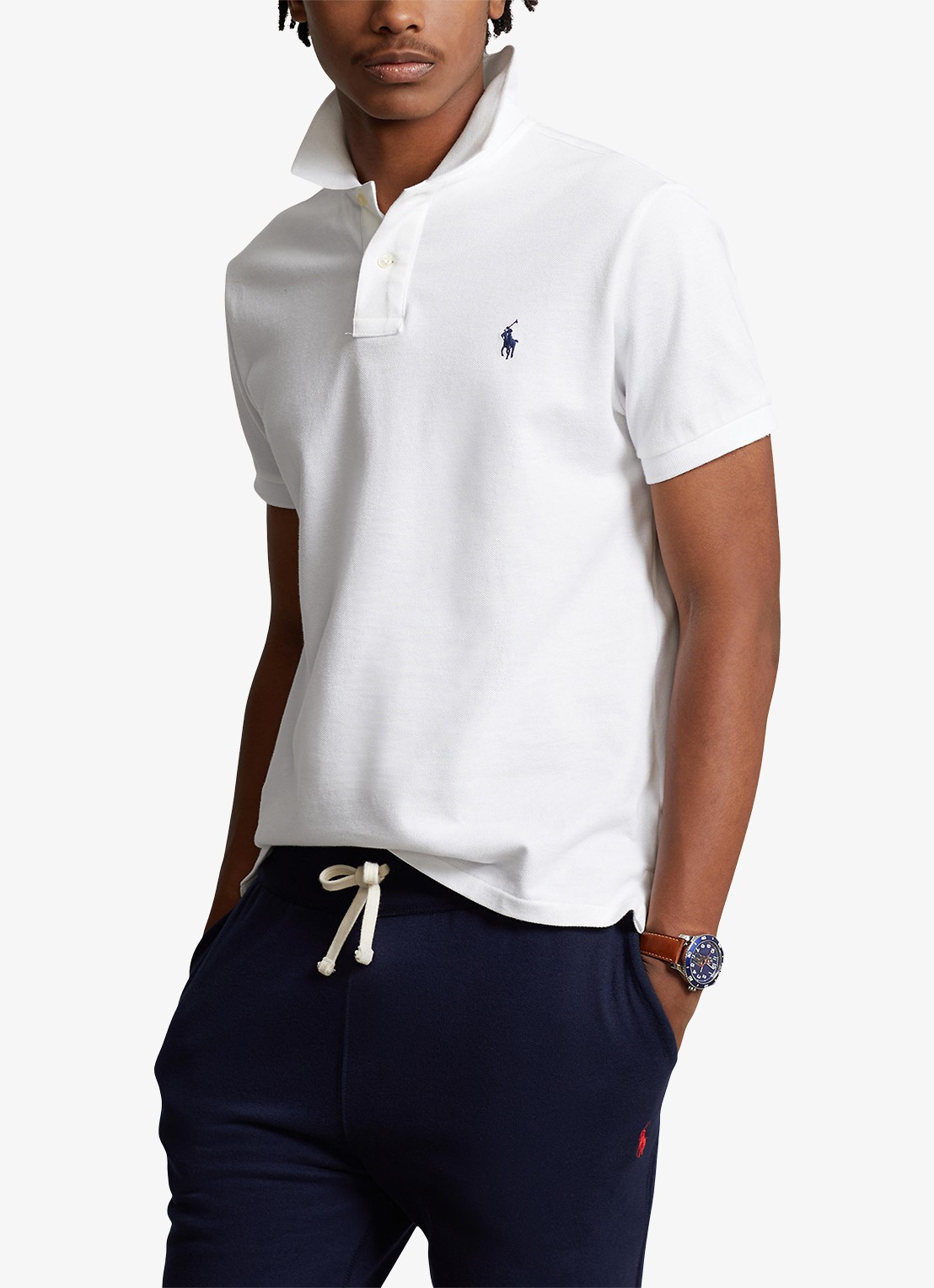 Ralph Lauren Slim fit polo van piqué katoen met logoborduring - detail 11 white / wit