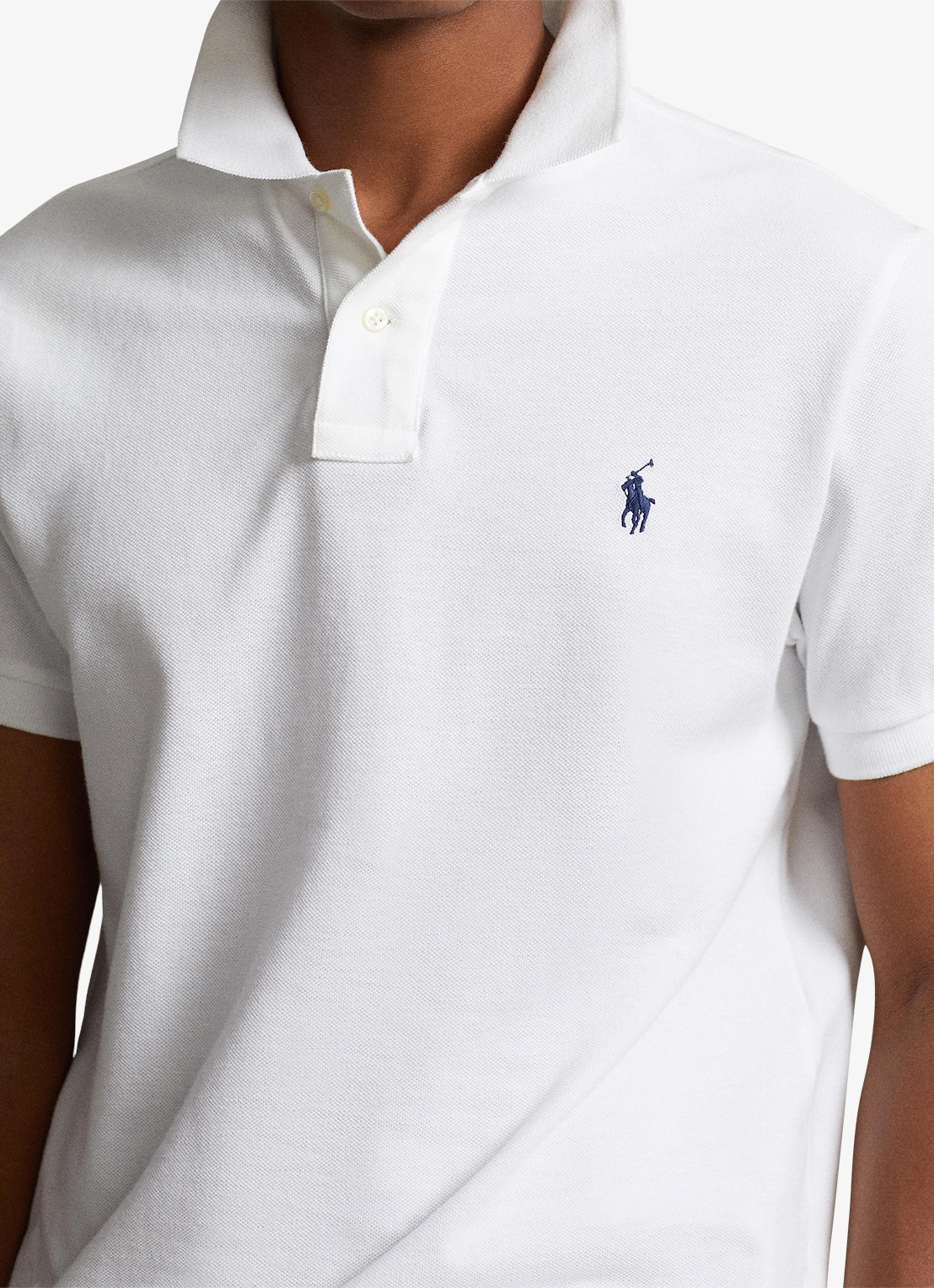 Ralph Lauren Slim fit polo van piqué katoen met logoborduring - detail 2 white / wit