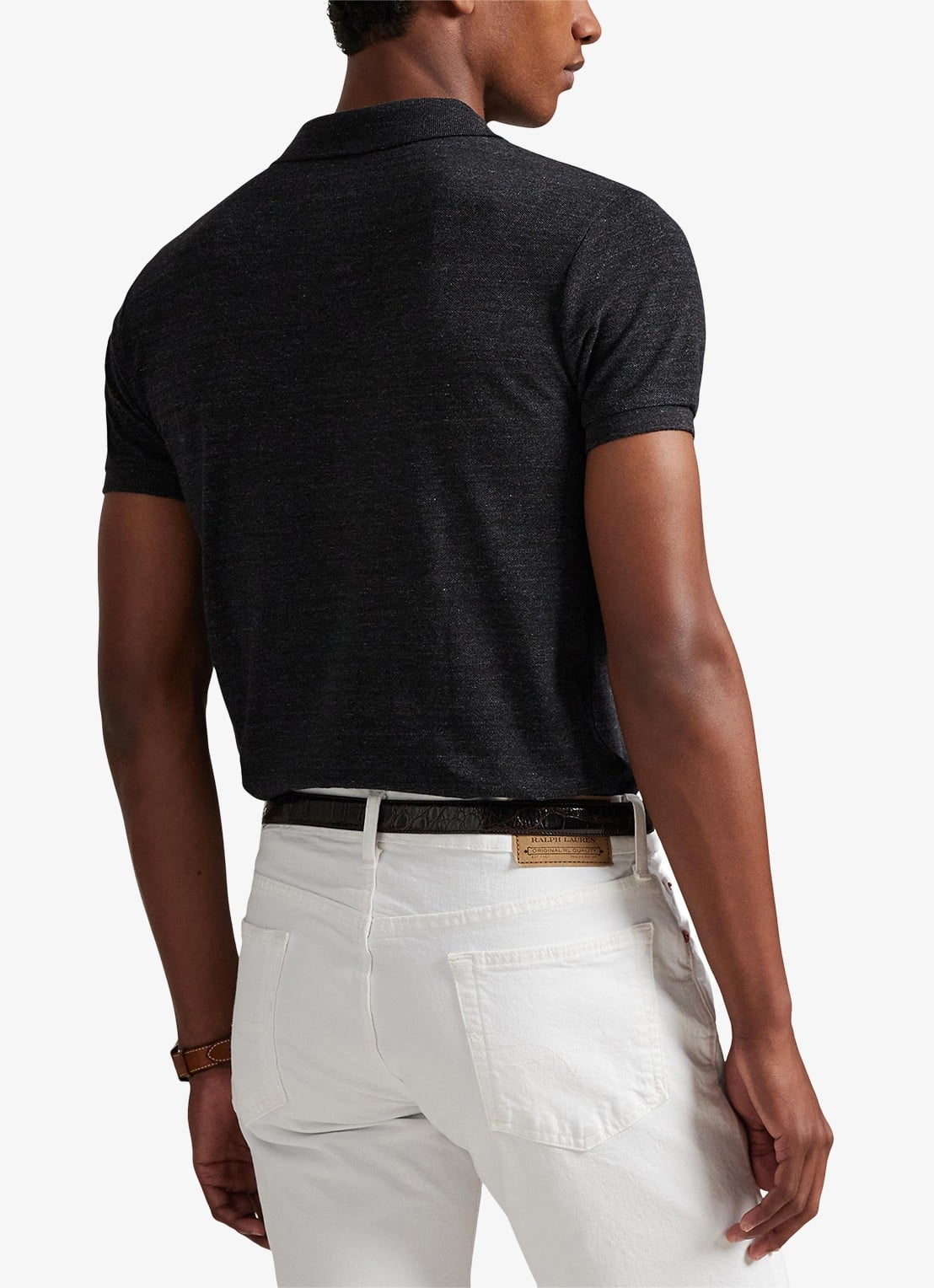Ralph Lauren Slim fit polo van piqué katoen - achterkant black marl heather