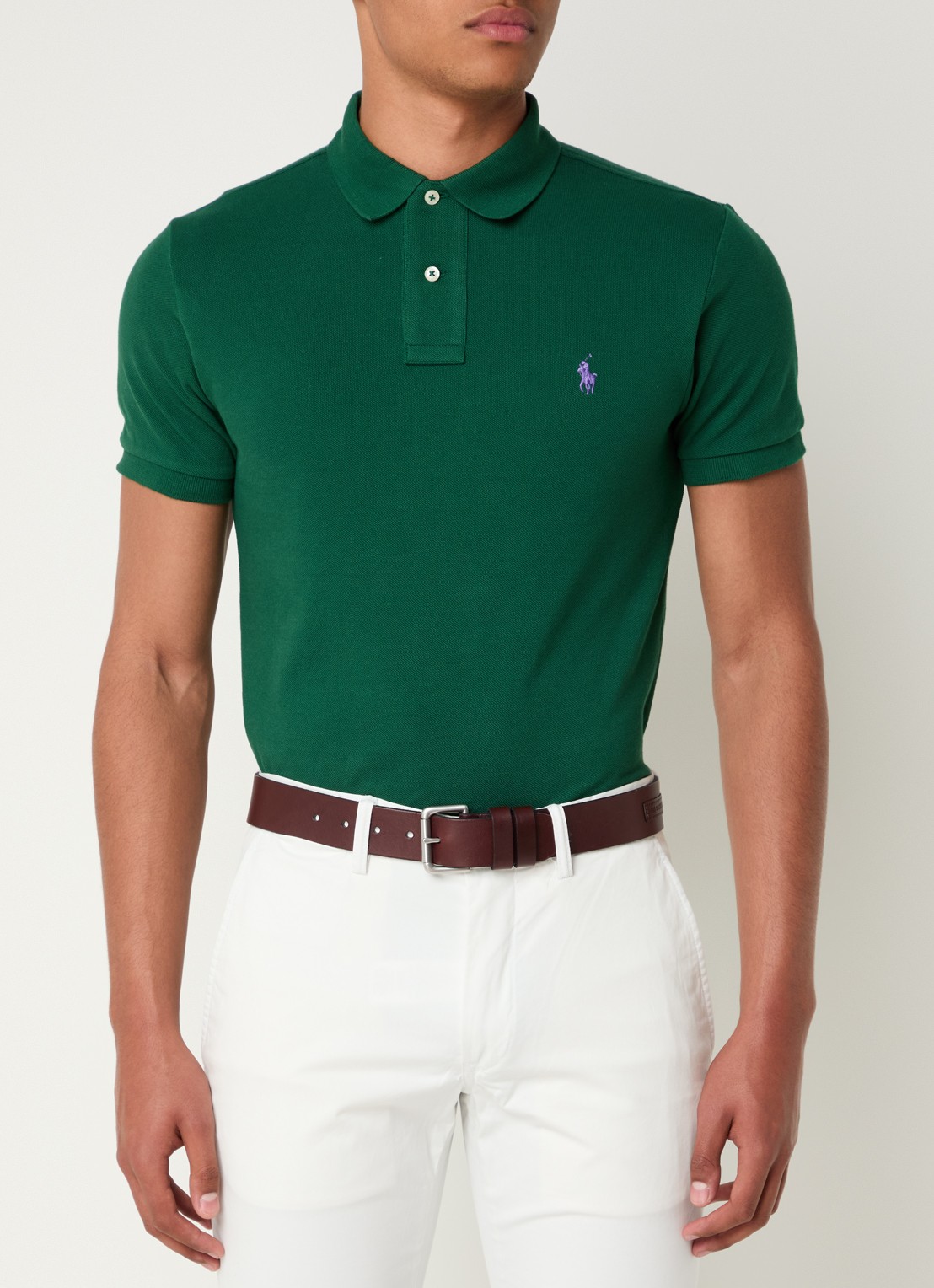 Ralph Lauren Slim fit polo van piqué katoen - detail 2 new forest / donkergroen