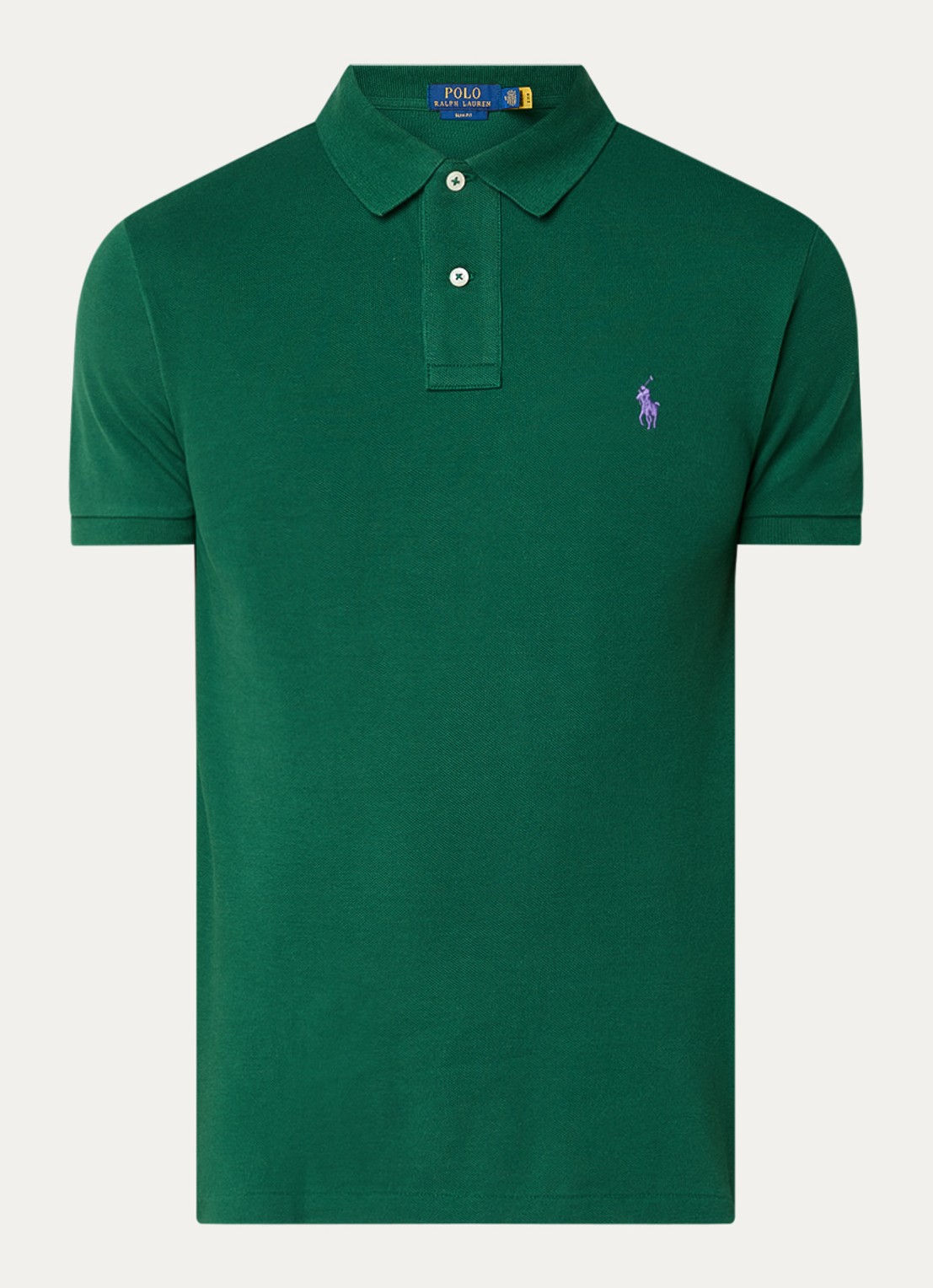 Ralph Lauren Slim fit polo van piqué katoen - voorkant 3 new forest / donkergroen